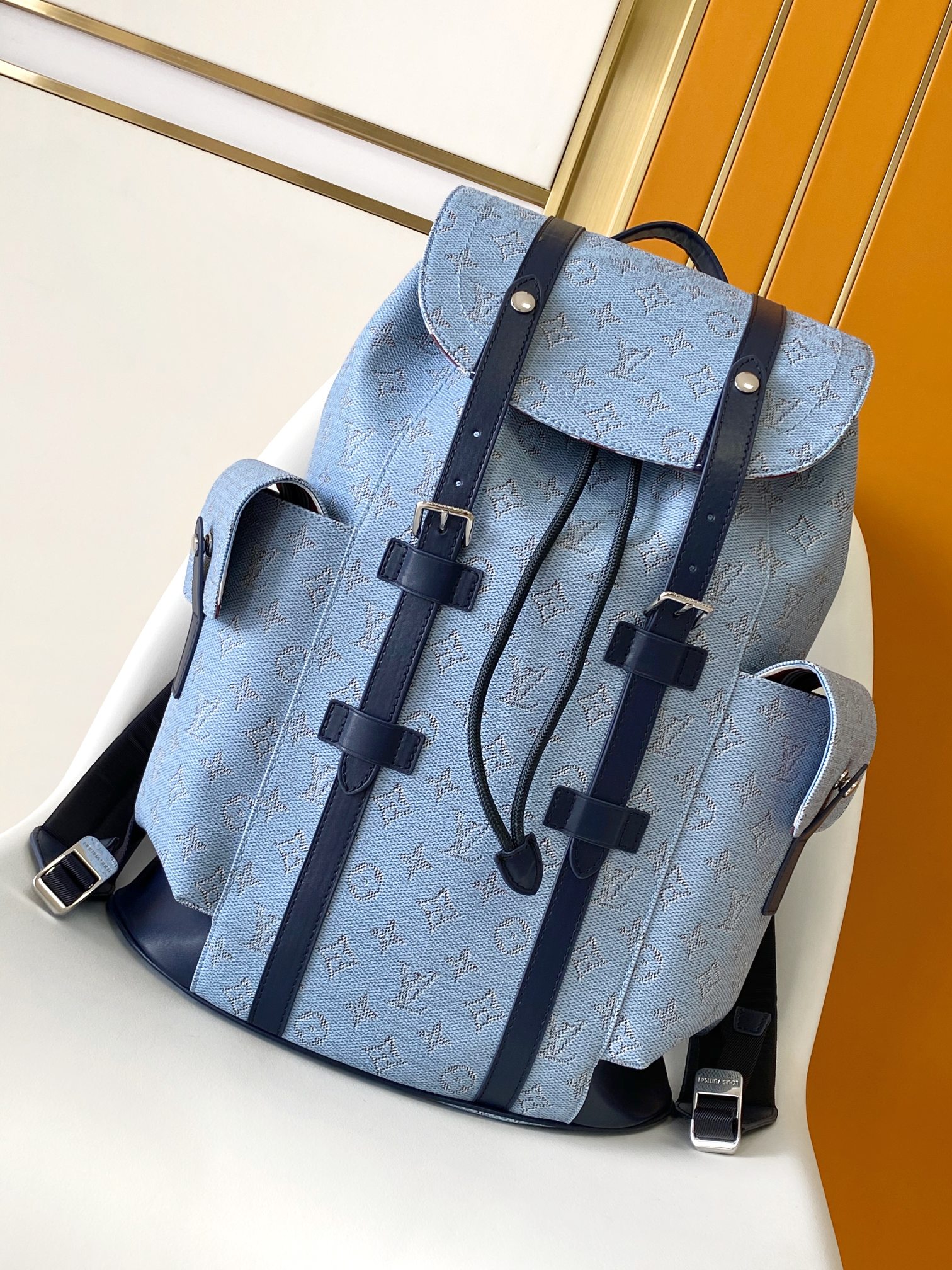 Louis Vuitton Backpack Canvas Blue M-s