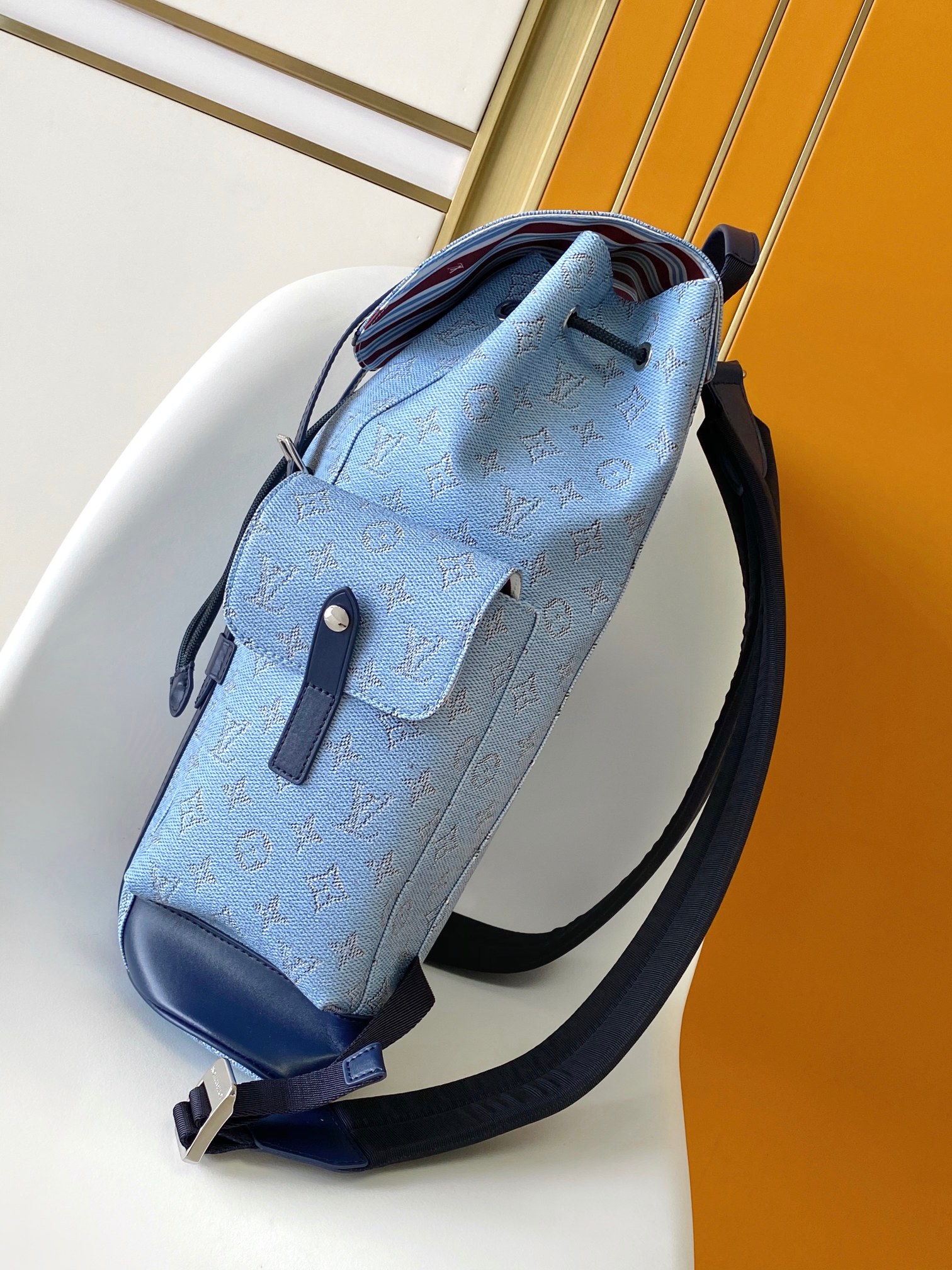 Louis Vuitton Backpack Canvas Blue M-s