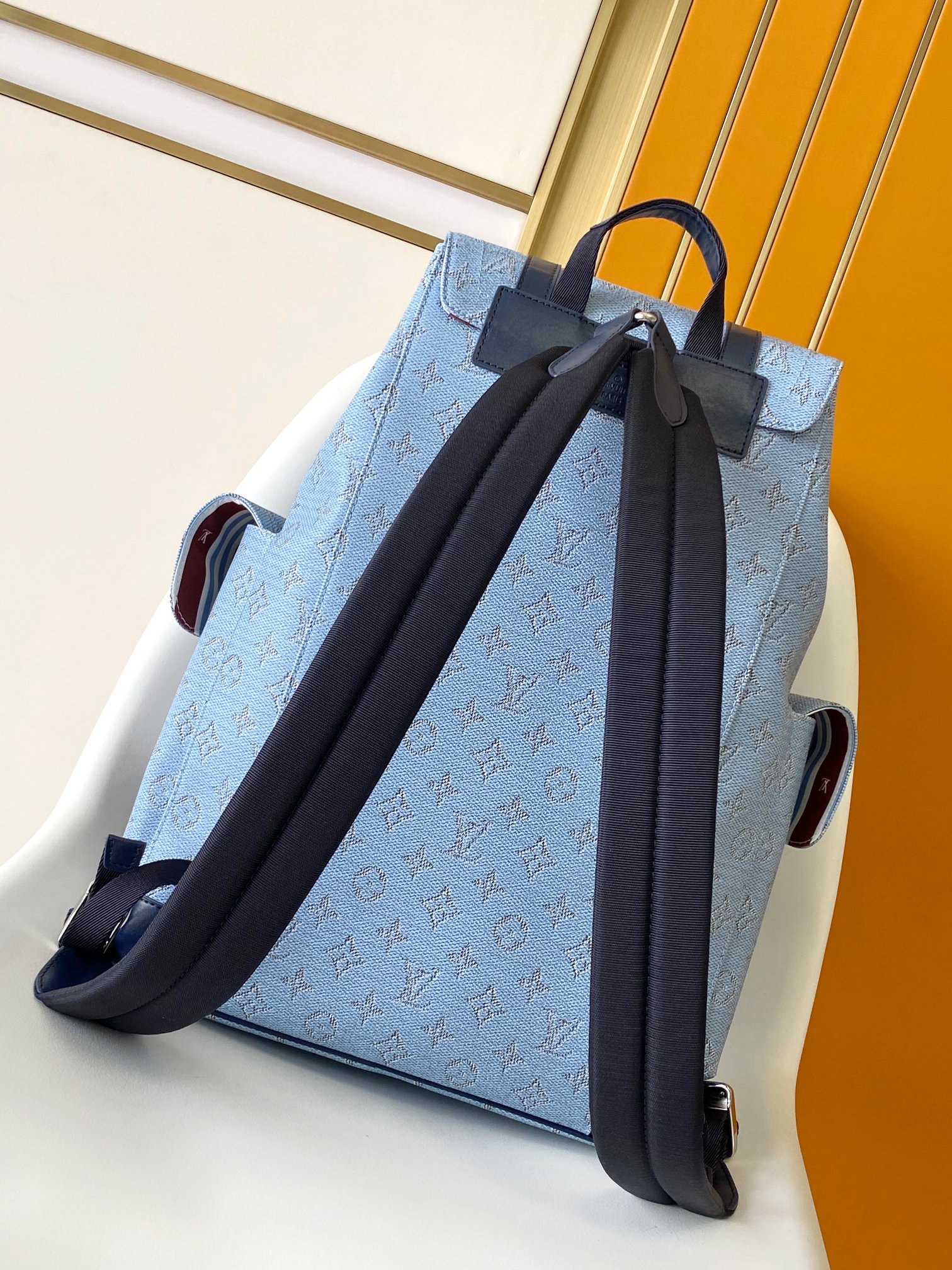 Louis Vuitton Backpack Canvas Blue M-s