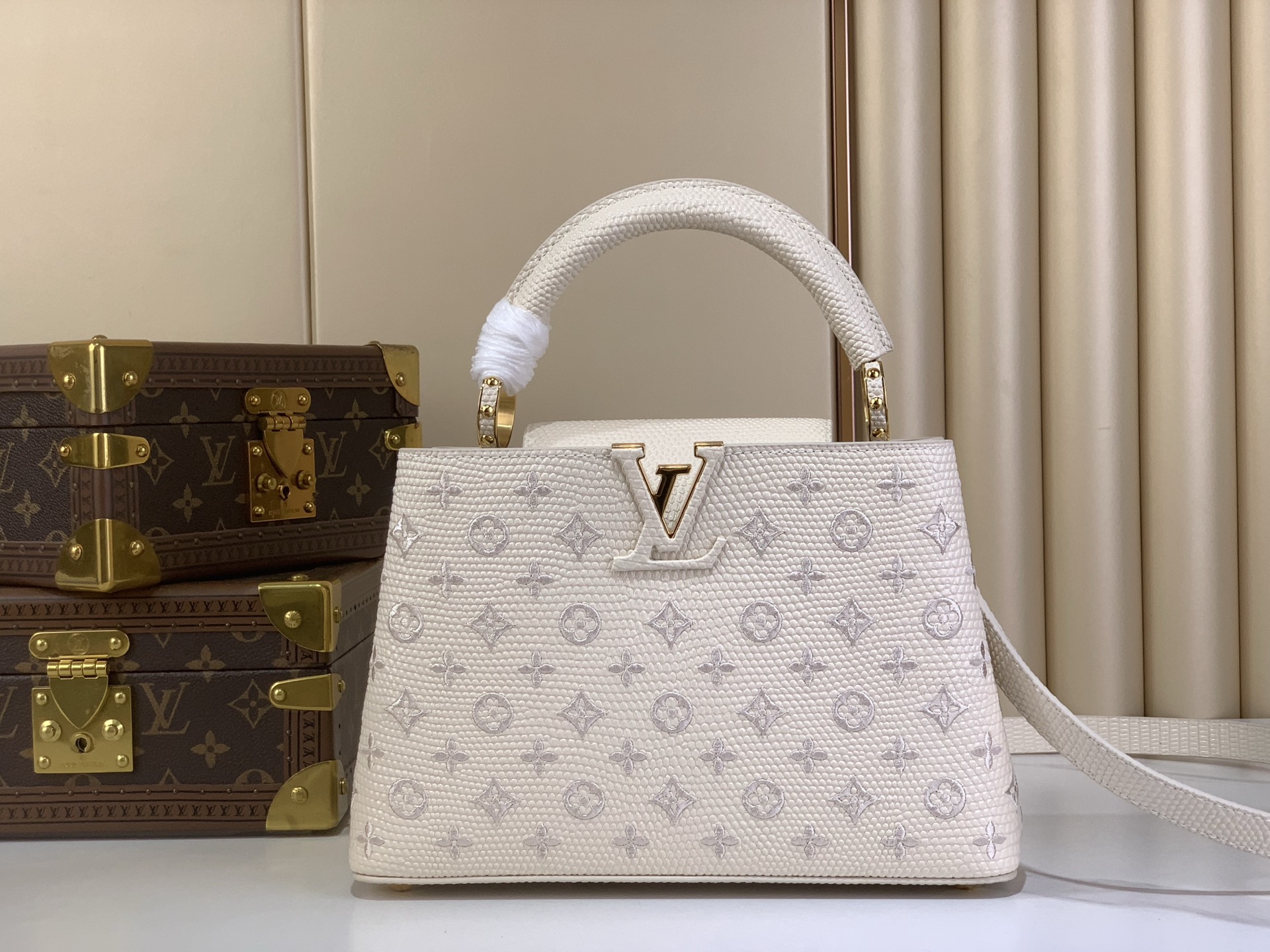 Louis Vuitton Basic Bag Cow Leather White M-l-s