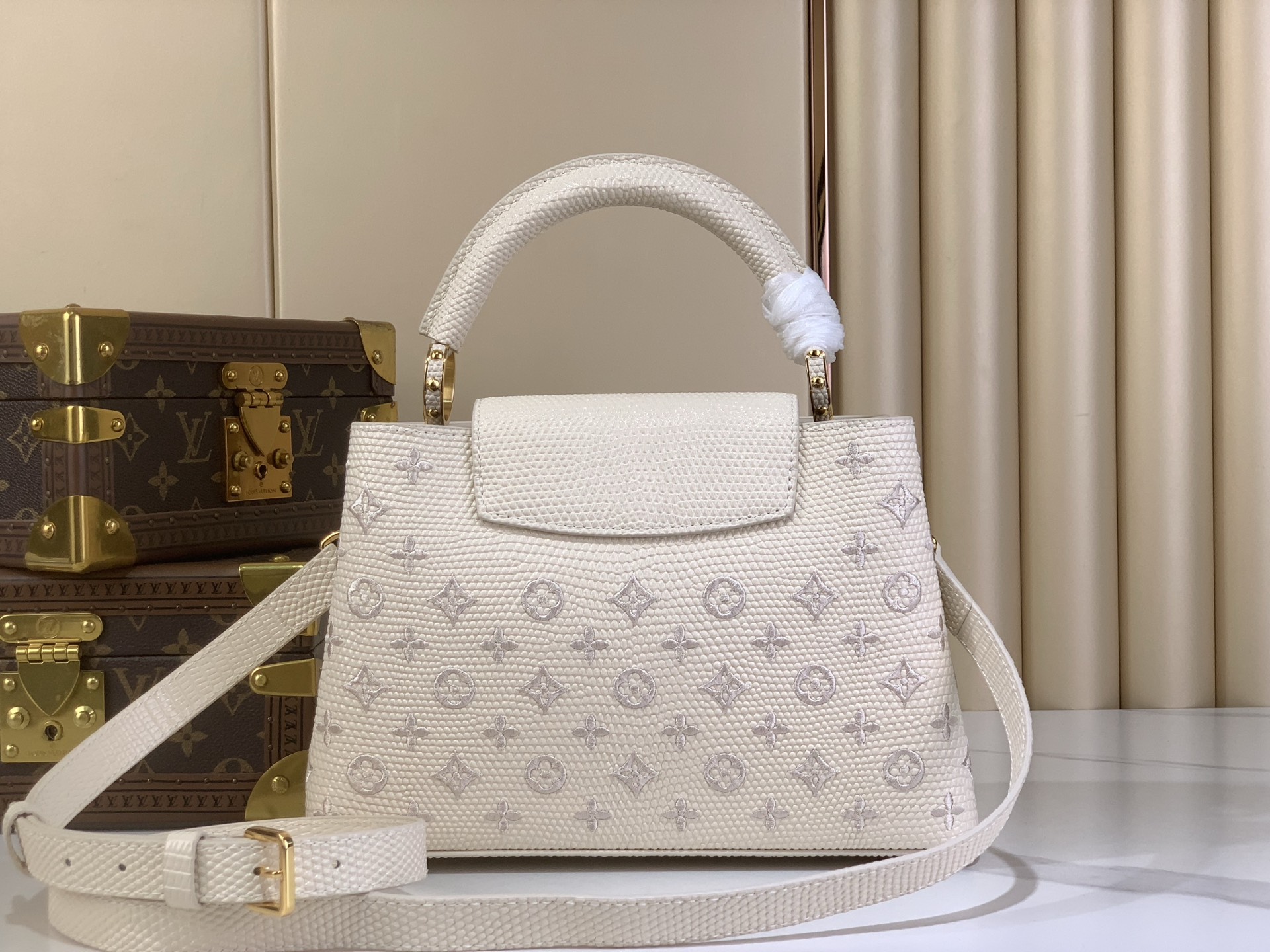 Louis Vuitton Basic Bag Cow Leather White M-l-s
