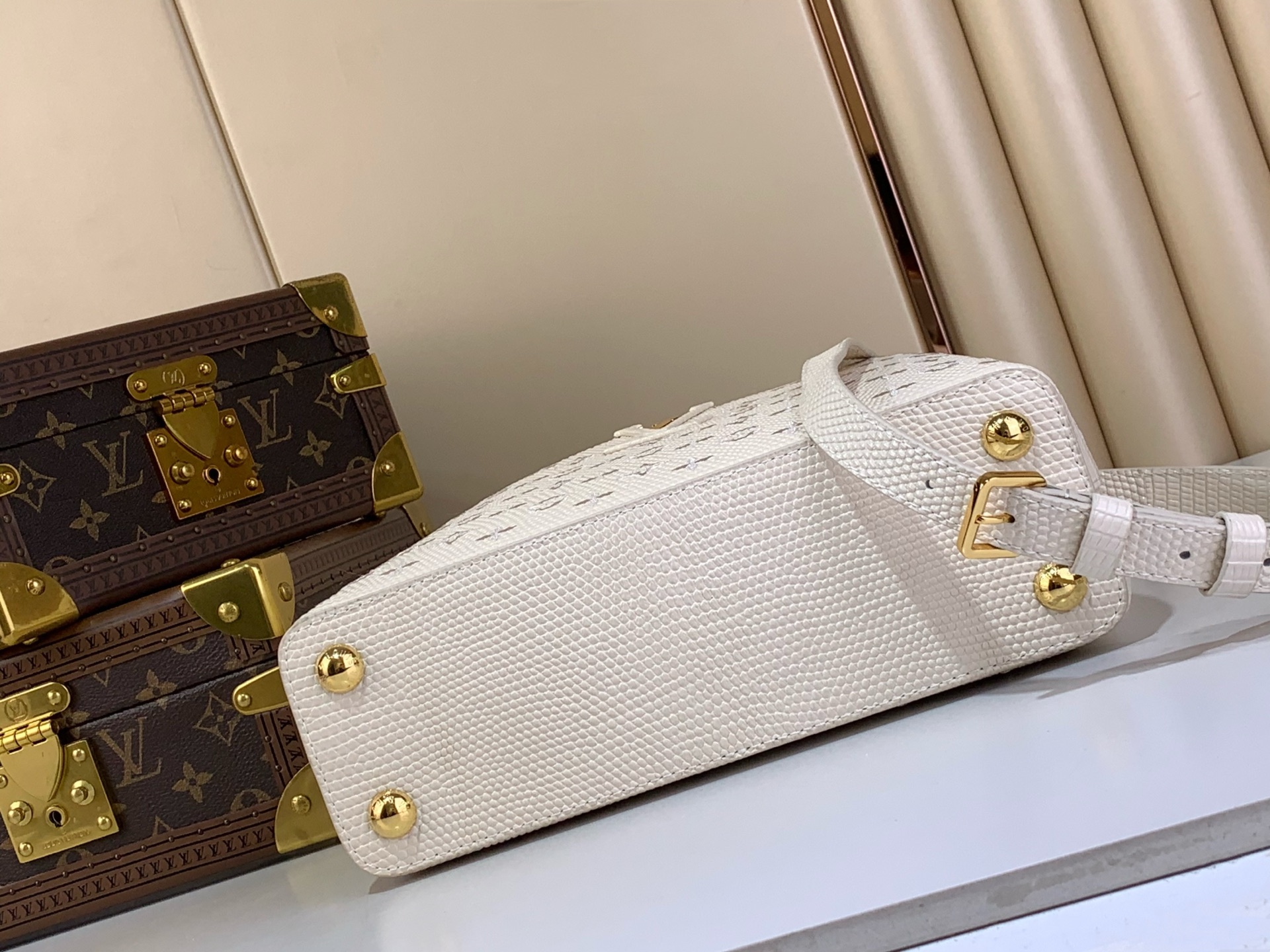 Louis Vuitton Basic Bag Cow Leather White M-l-s