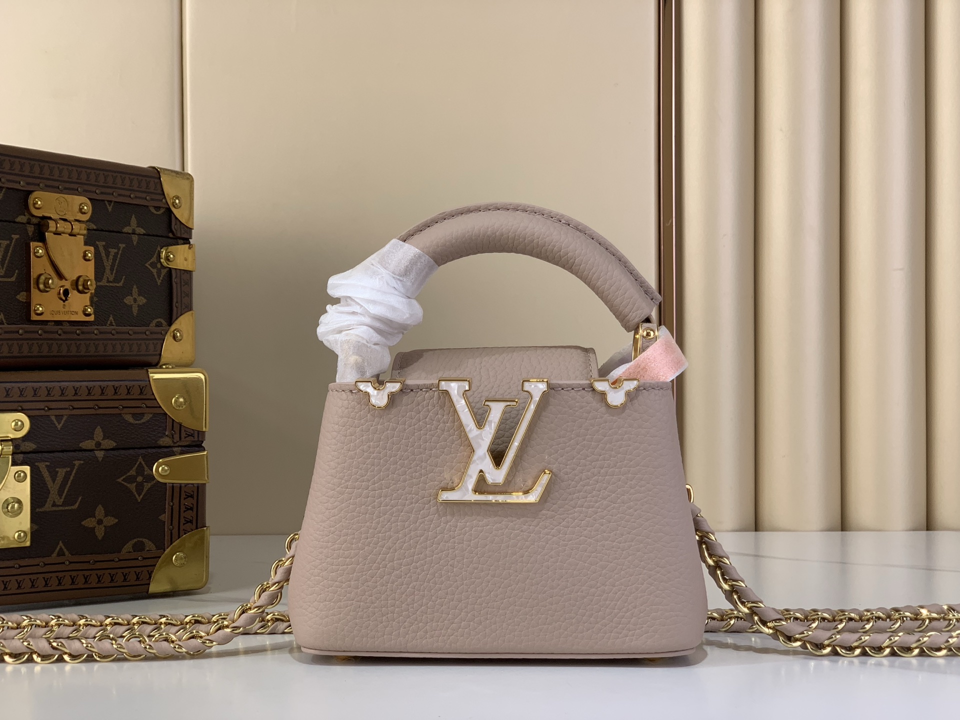 Louis Vuitton Basic Bag Cow Leather Gray M-l-s