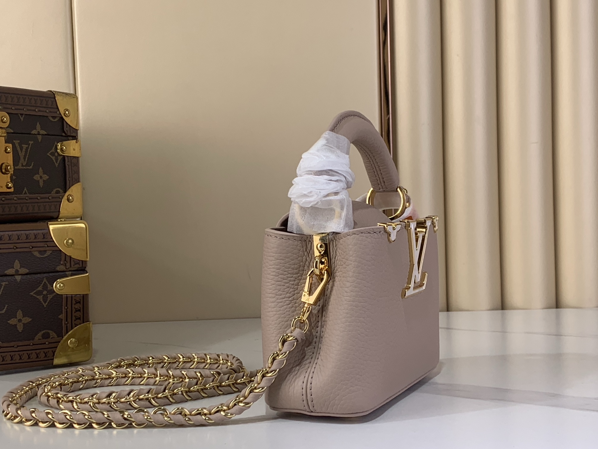 Louis Vuitton Basic Bag Cow Leather Gray M-l-s