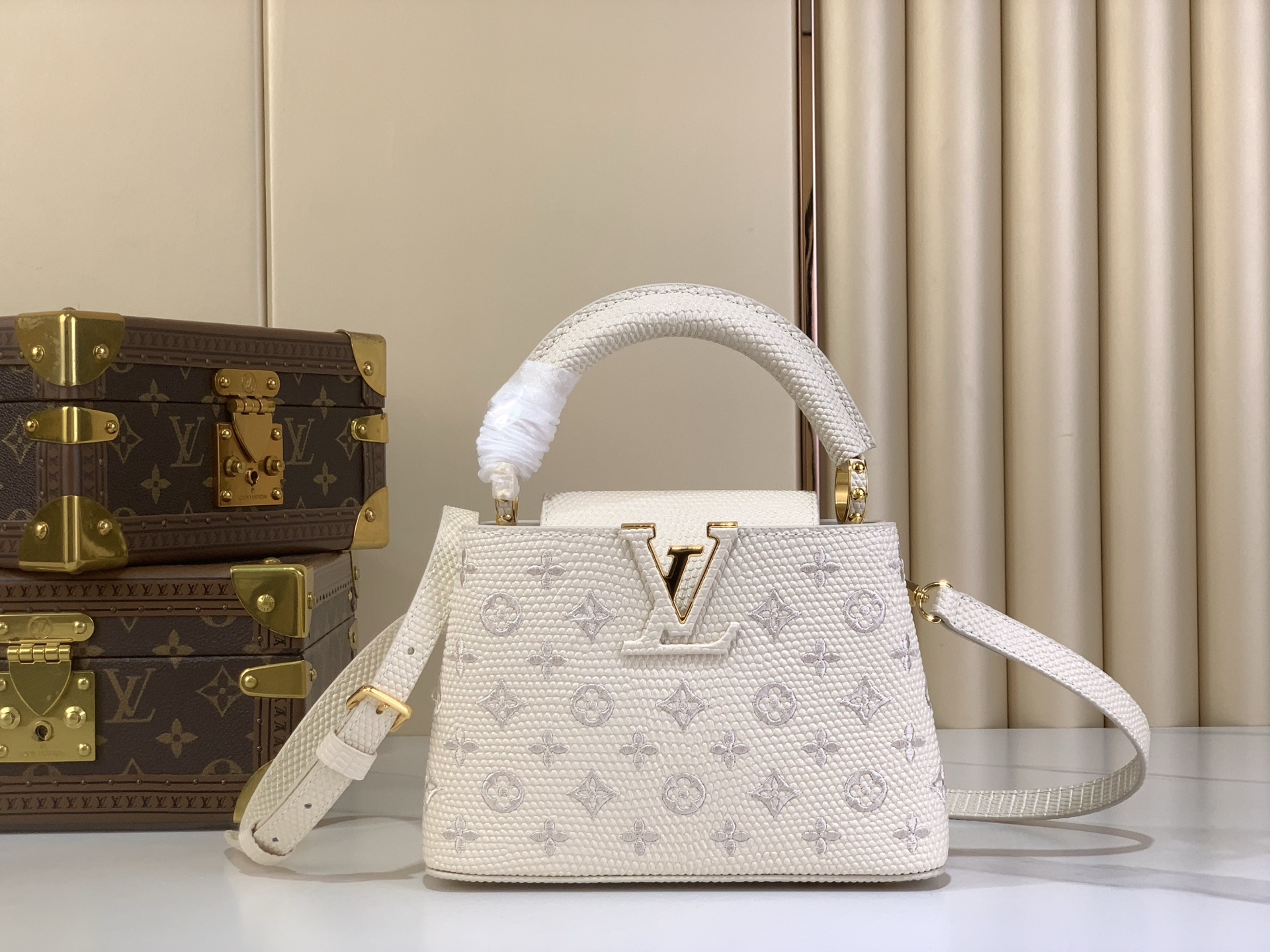 Louis Vuitton Basic Bag Cow Leather White M-l-s