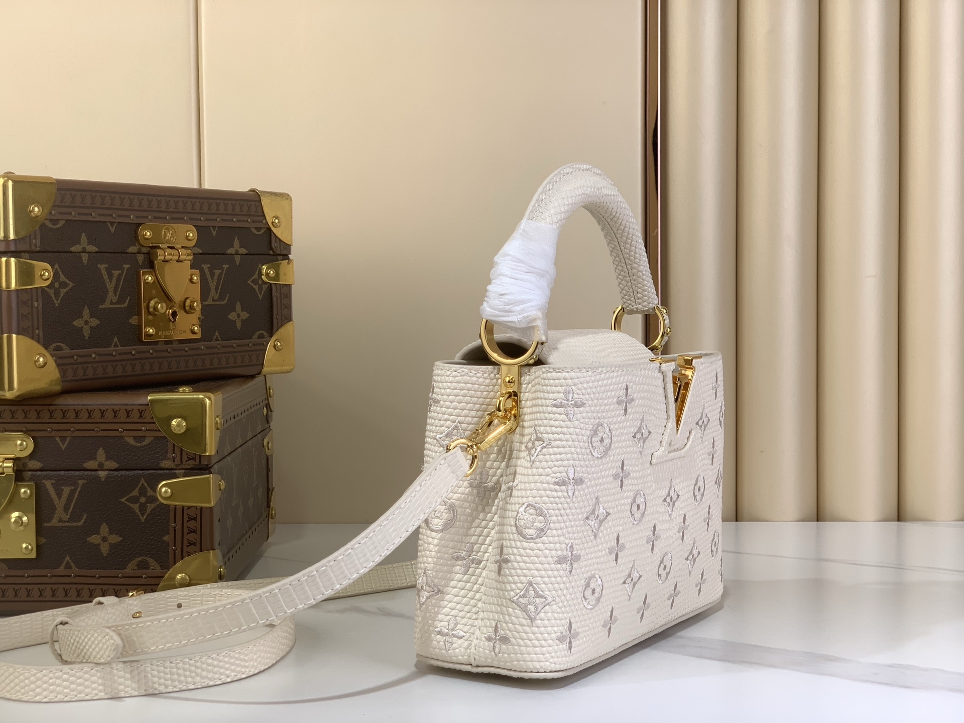 Louis Vuitton Basic Bag Cow Leather White M-l-s