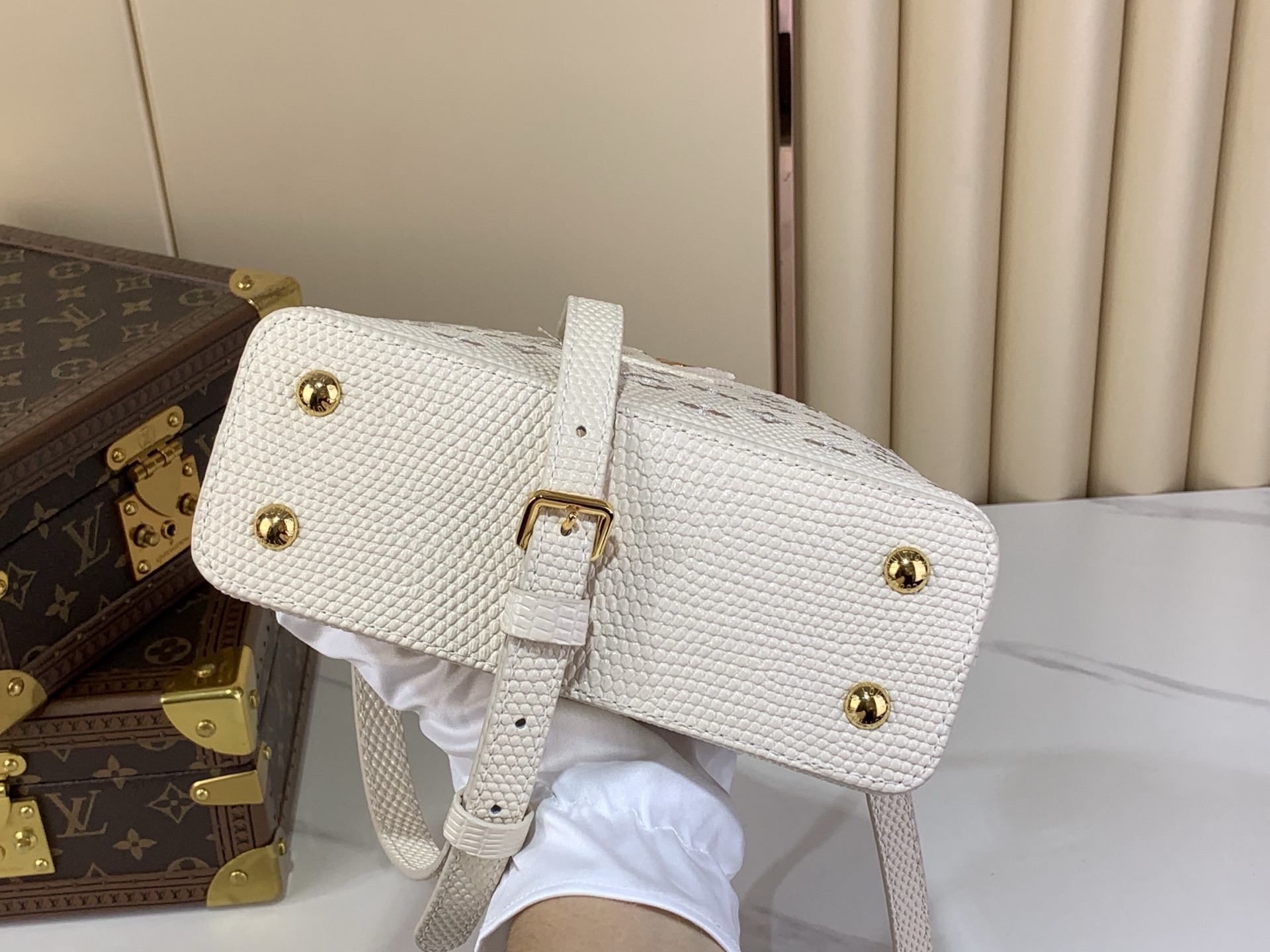Louis Vuitton Basic Bag Cow Leather White M-l-s