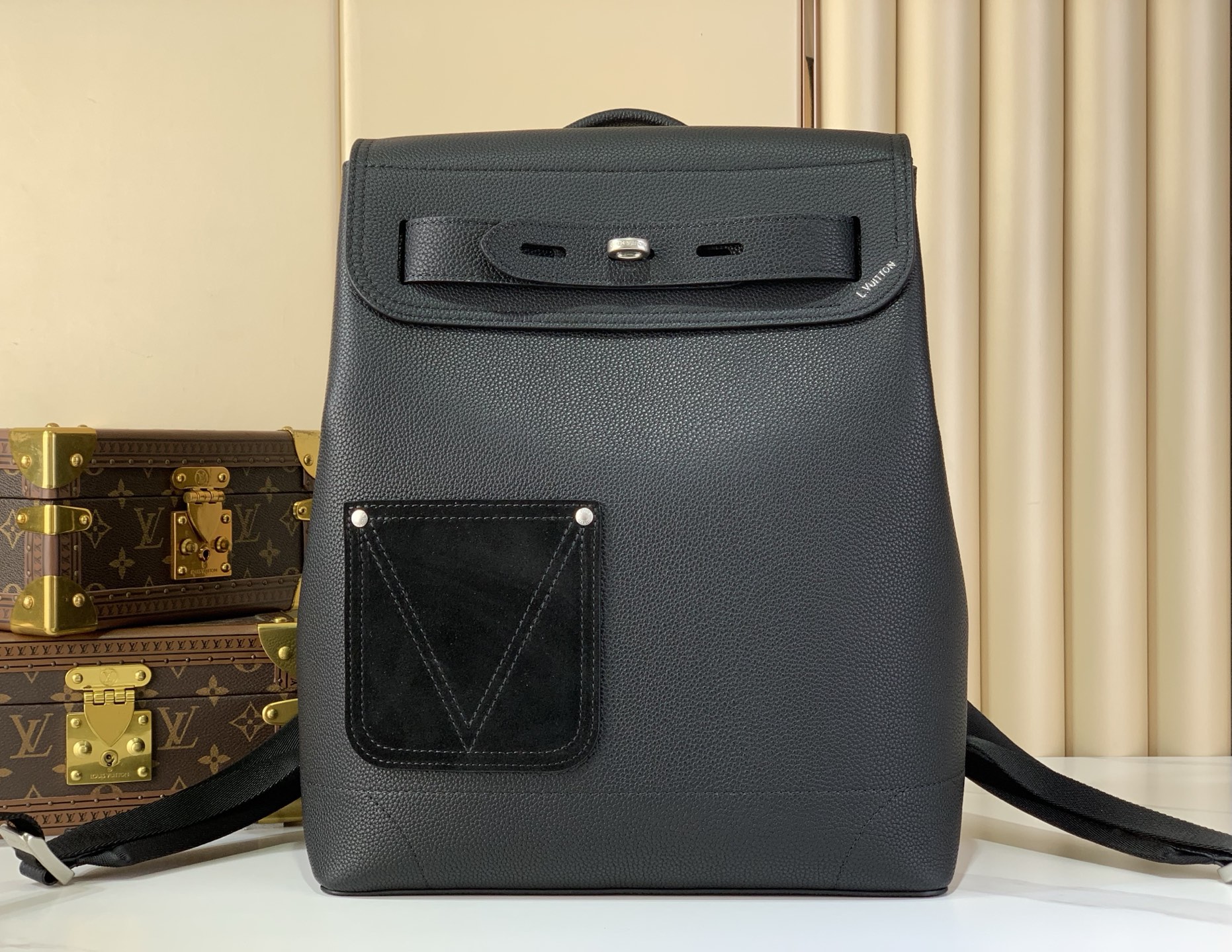 Backpack Cow Leather Black M-l-s