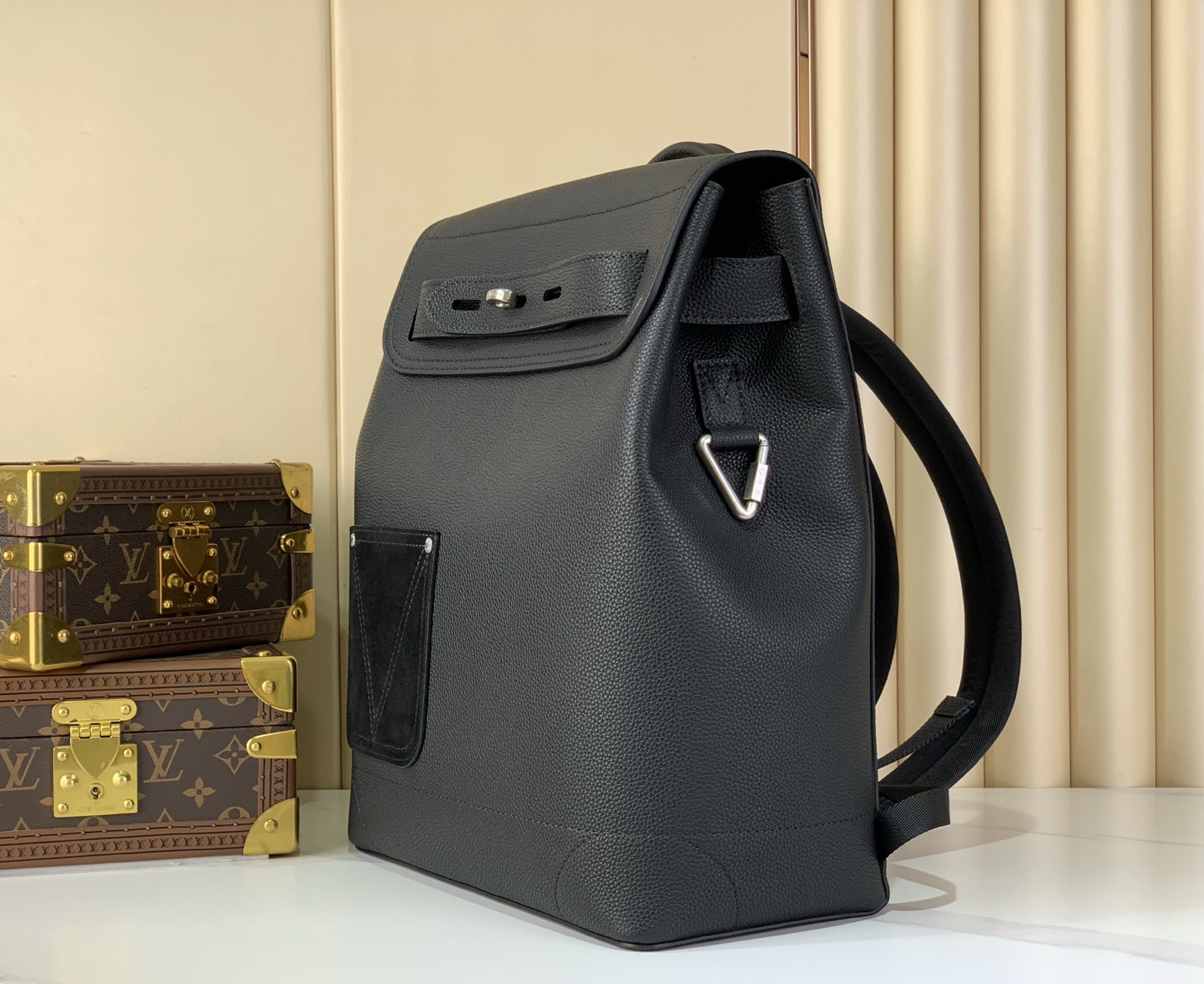 Backpack Cow Leather Black M-l-s