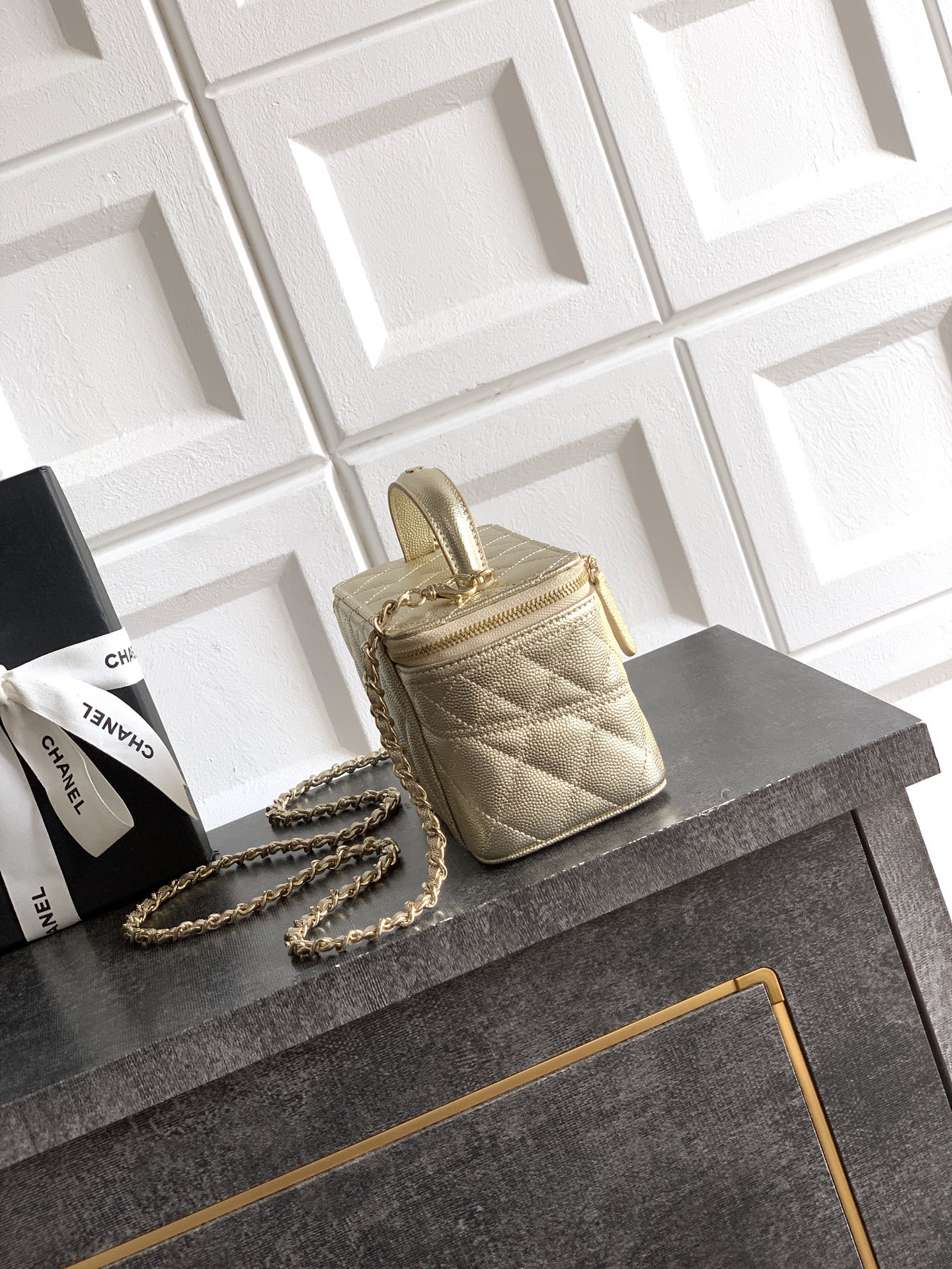 Chanel Basic Bag Cow Leather Silver M-l