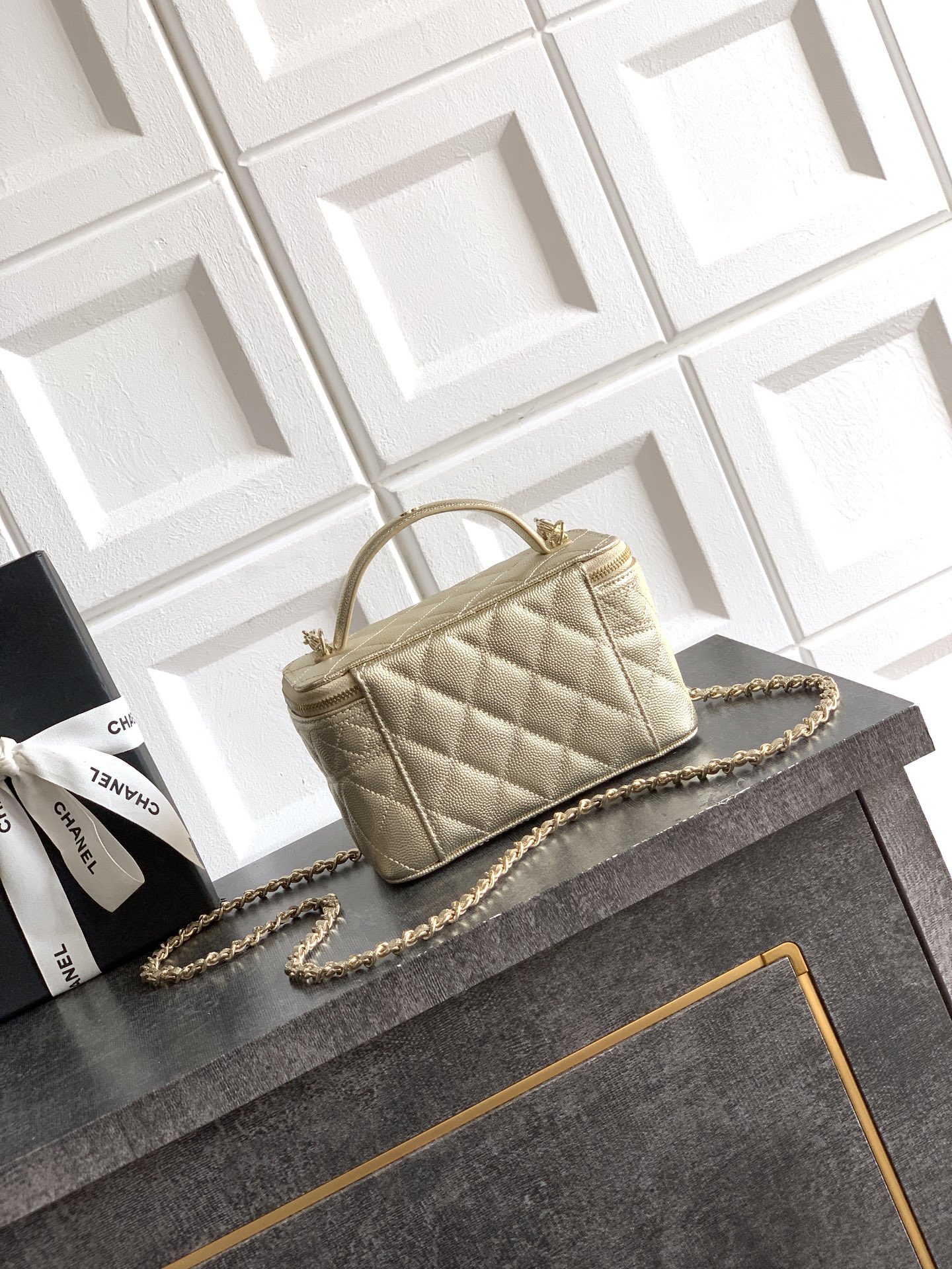 Chanel Basic Bag Cow Leather Silver M-l