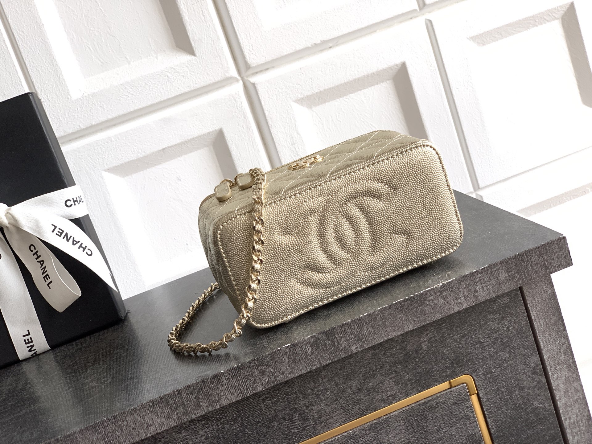 Chanel Basic Bag Cow Leather Silver M-l