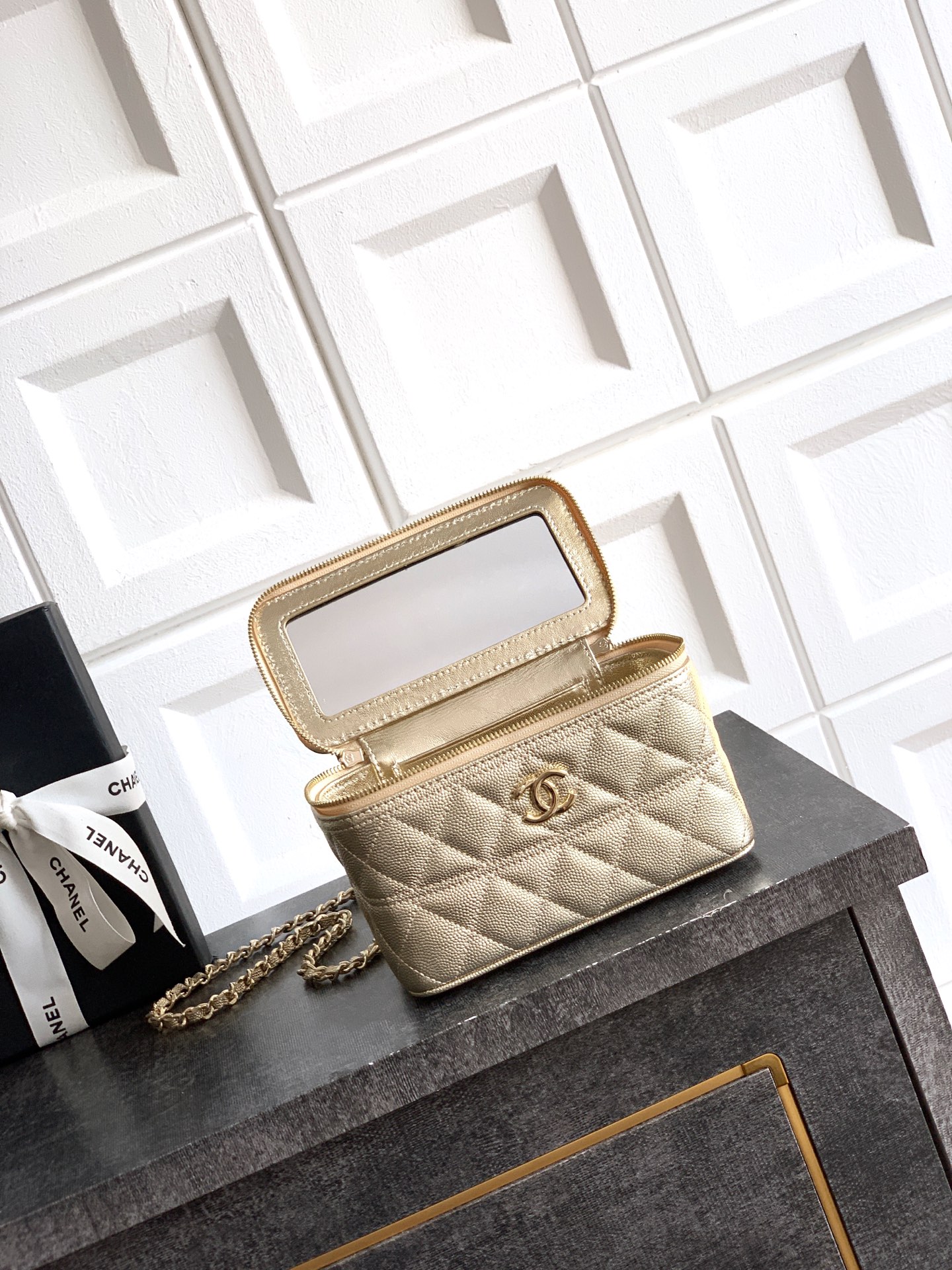 Chanel Basic Bag Cow Leather Silver M-l