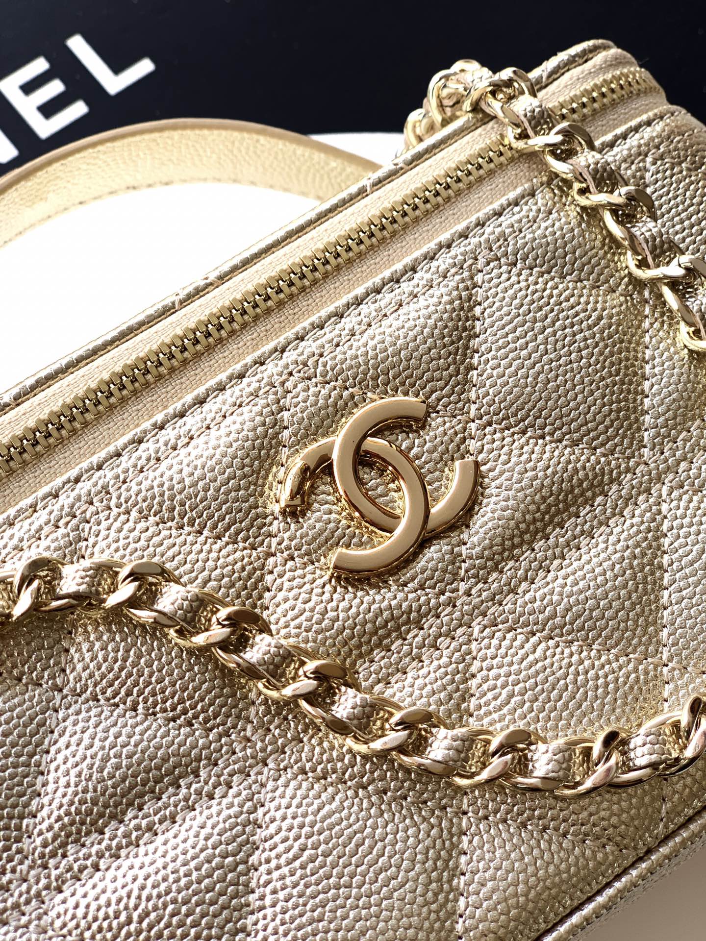 Chanel Basic Bag Cow Leather Silver M-l