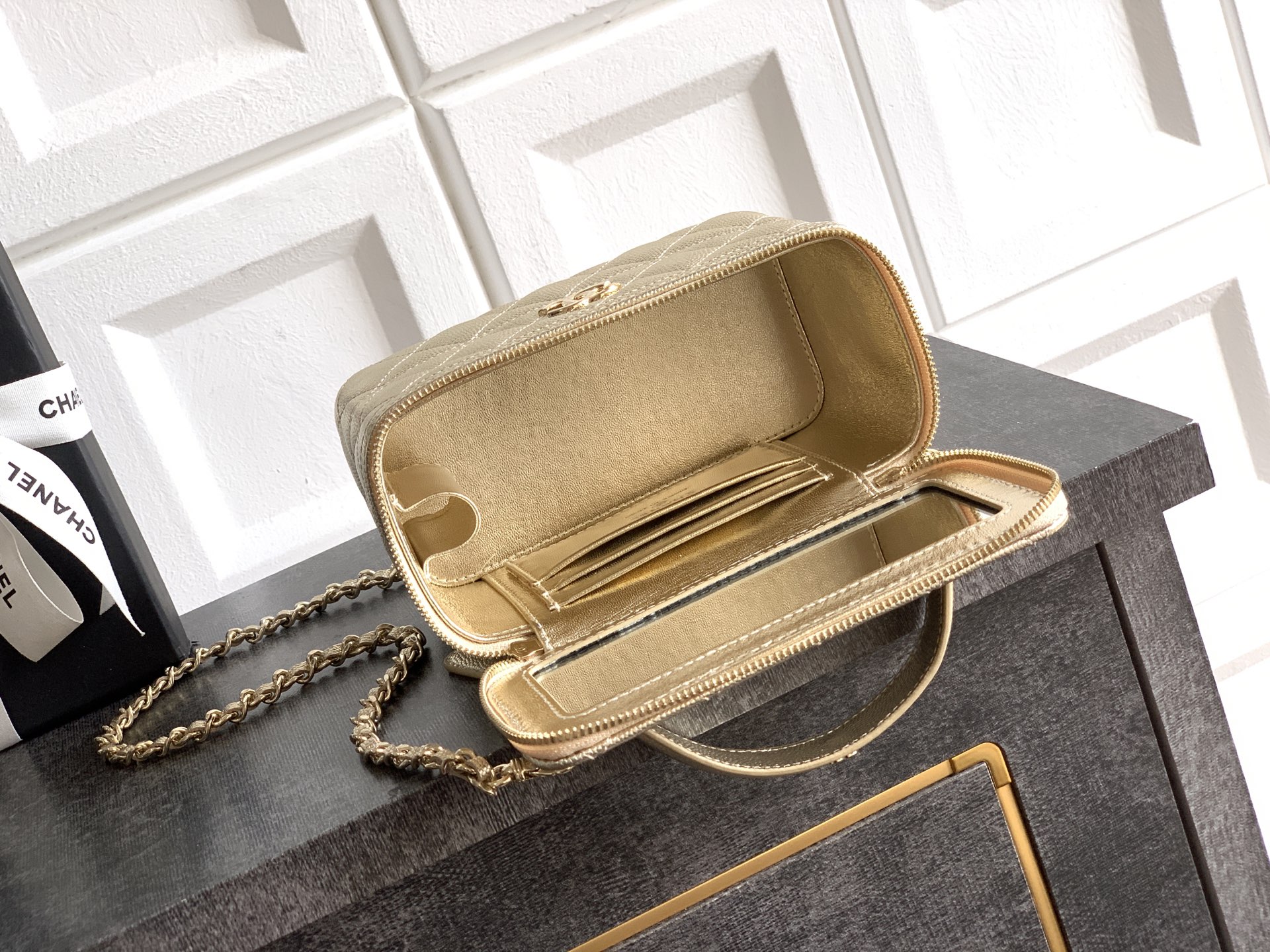 Chanel Basic Bag Cow Leather Silver M-l