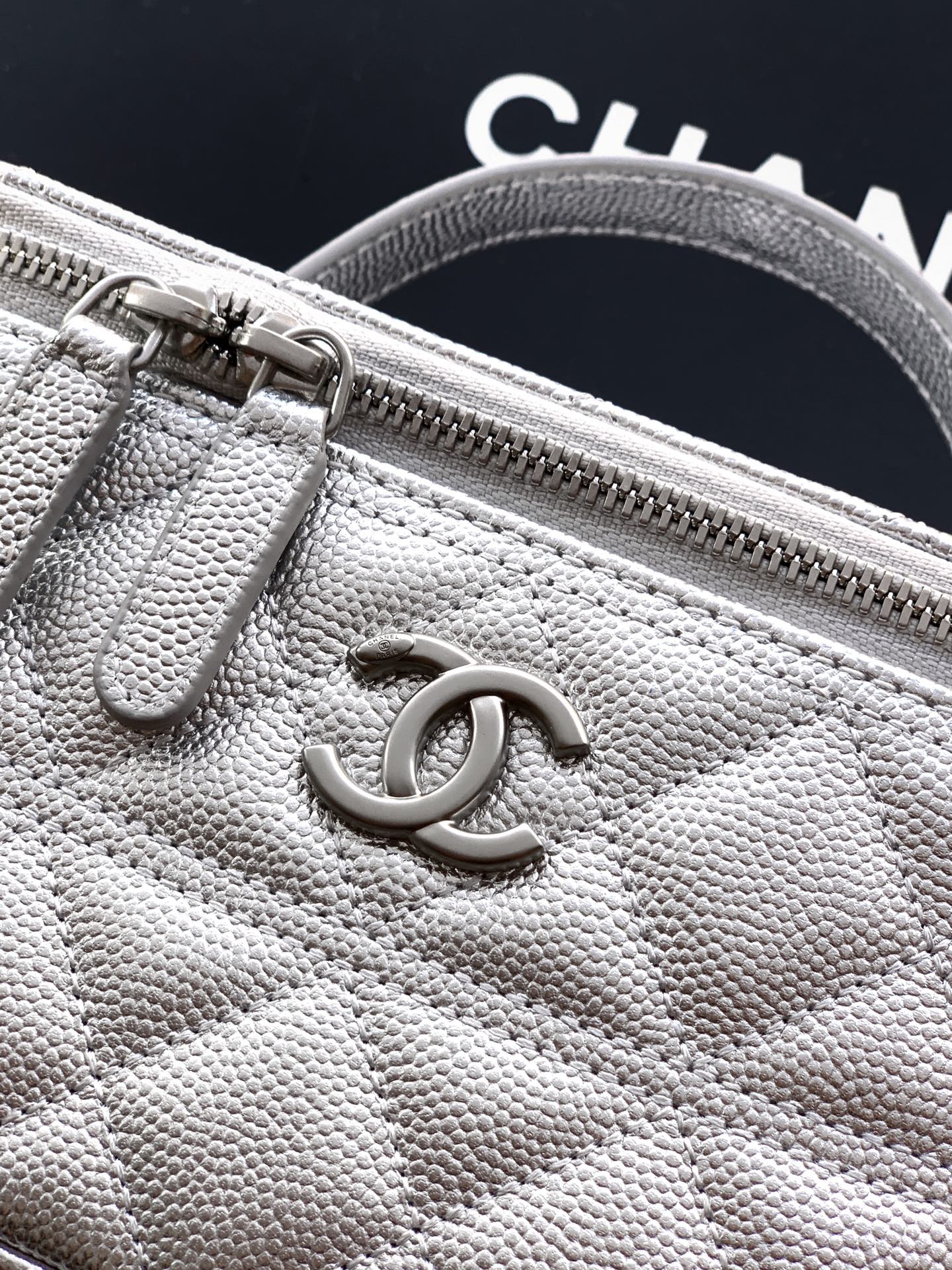 Chanel Basic Bag Cow Leather Silver M-l