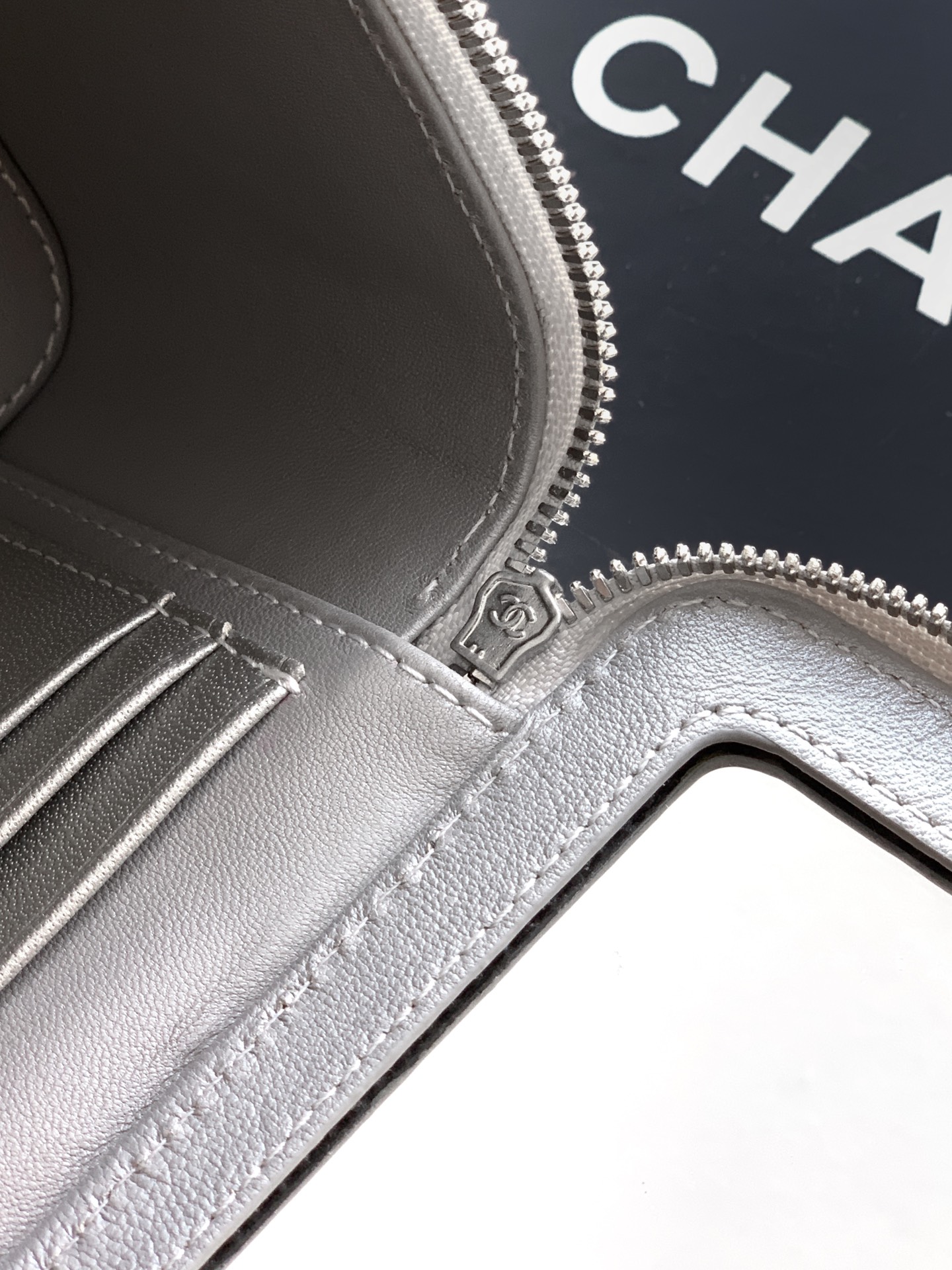 Chanel Basic Bag Cow Leather Silver M-l