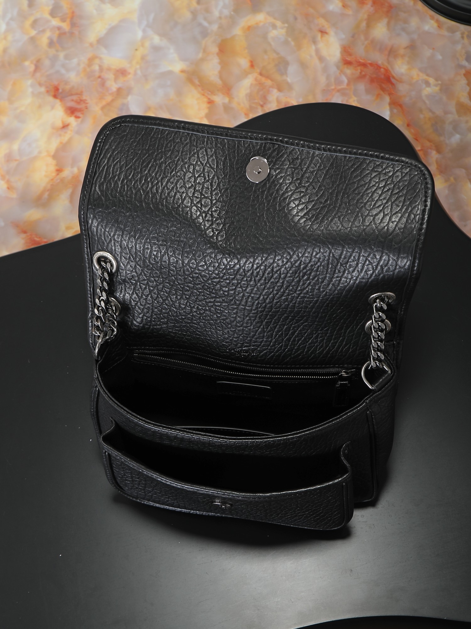 Basic Bag Sheepskin Black Large Capacity M-28cm