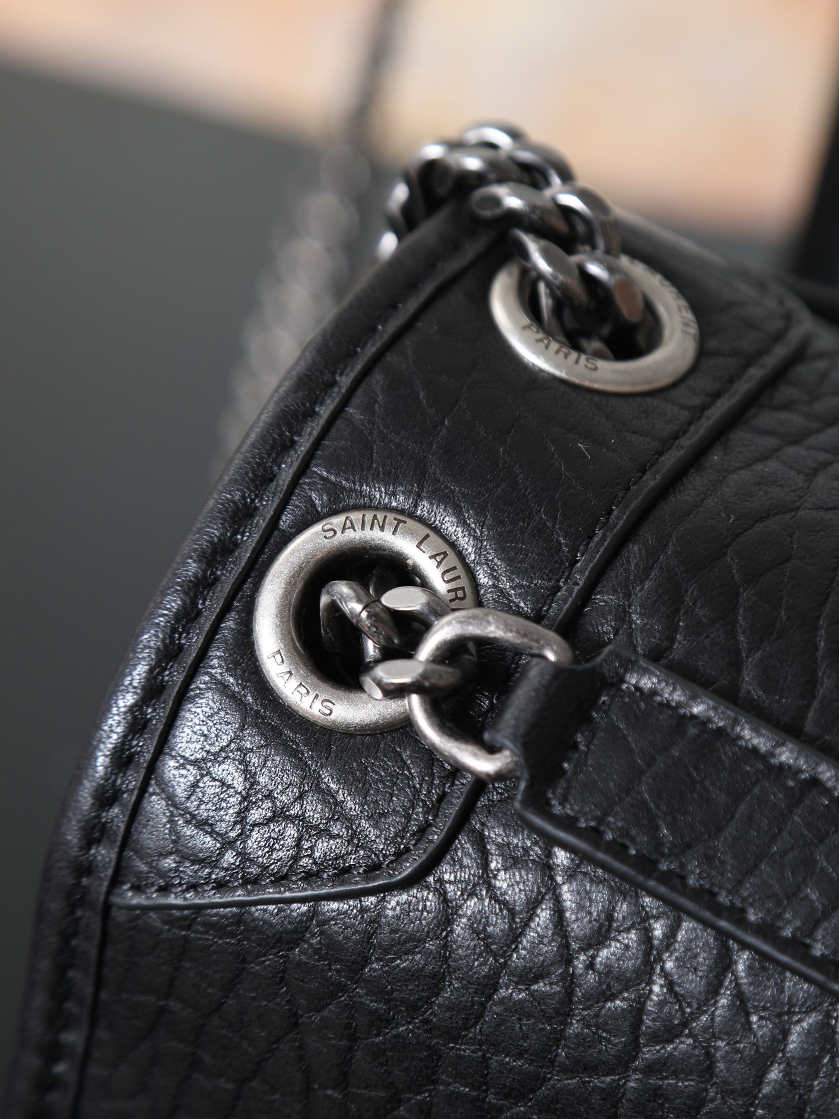 Basic Bag Sheepskin Black Large Capacity M-28cm