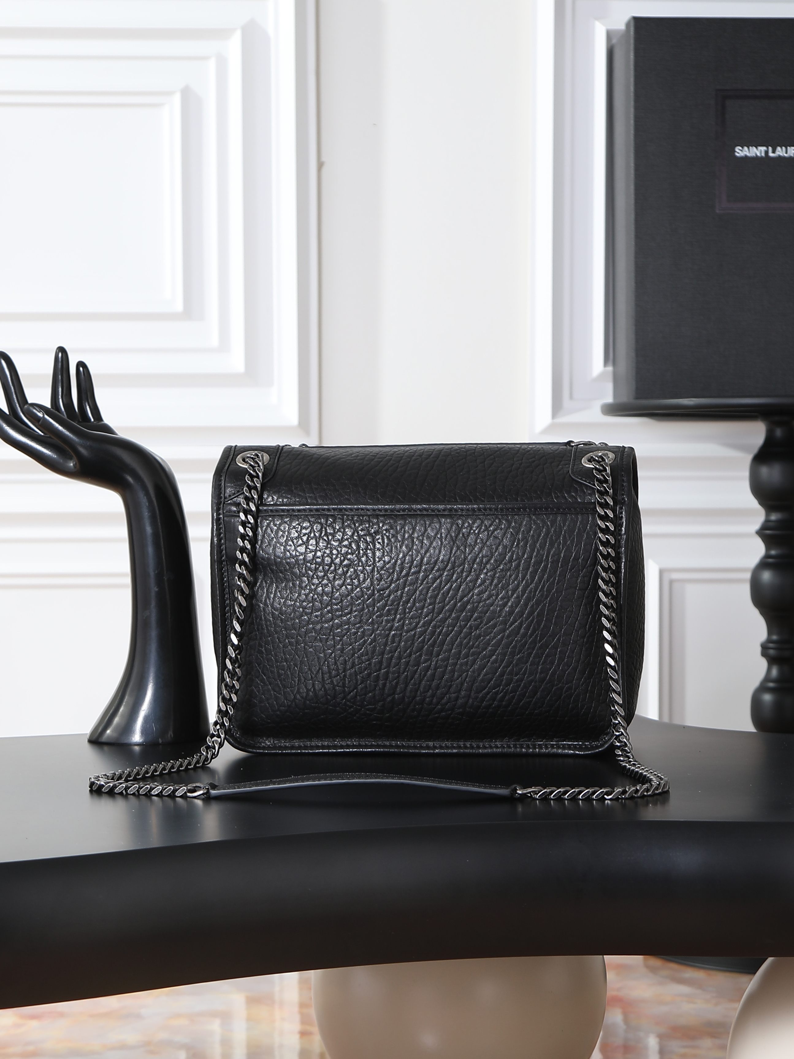 Basic Bag Sheepskin Black Large Capacity M-28cm