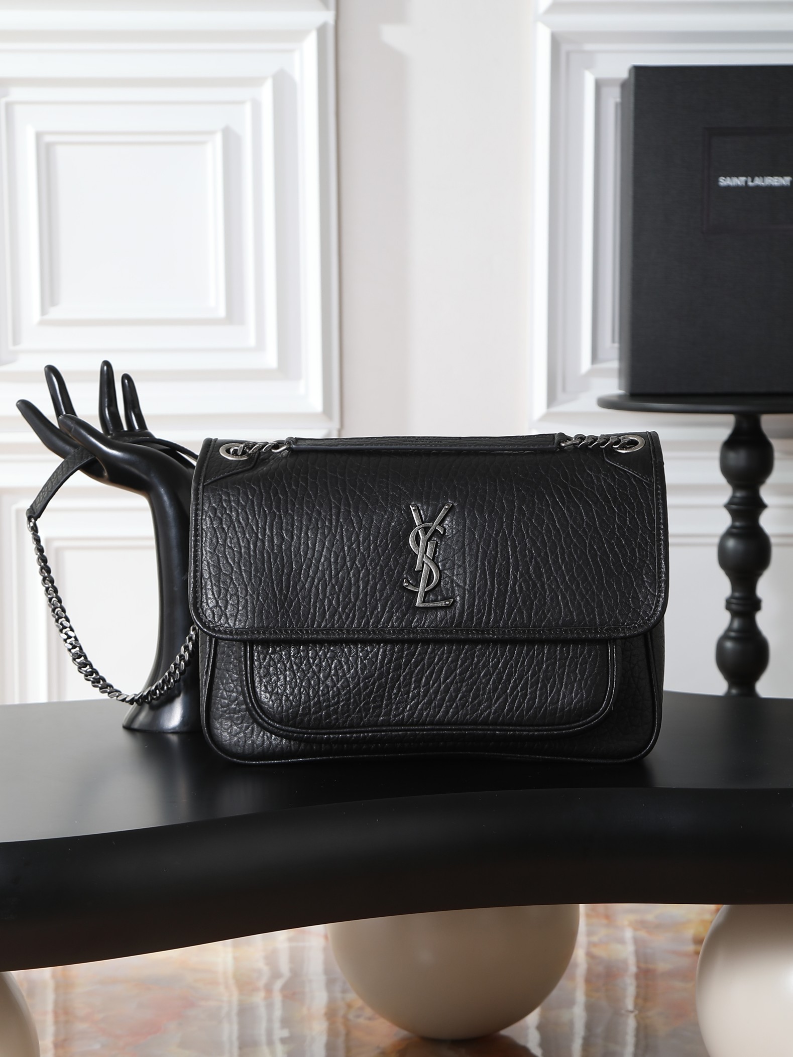 Basic Bag Sheepskin Black Large Capacity M-32cm