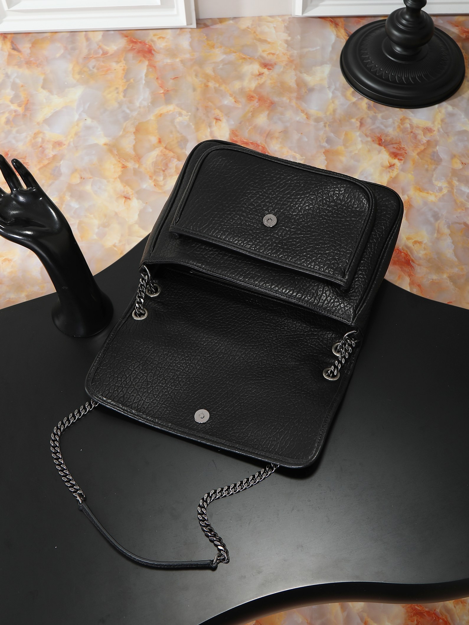 Basic Bag Sheepskin Black Large Capacity M-32cm