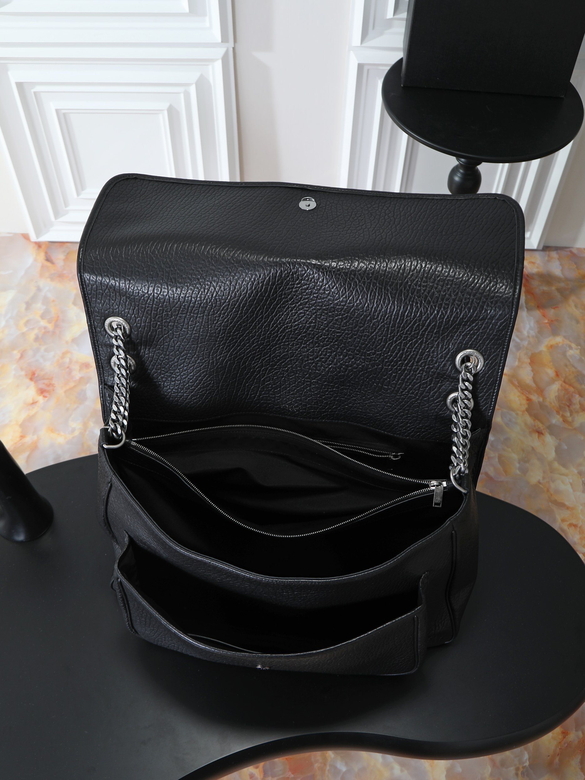 Basic Bag Sheepskin Black Large Capacity 16cm-47cm