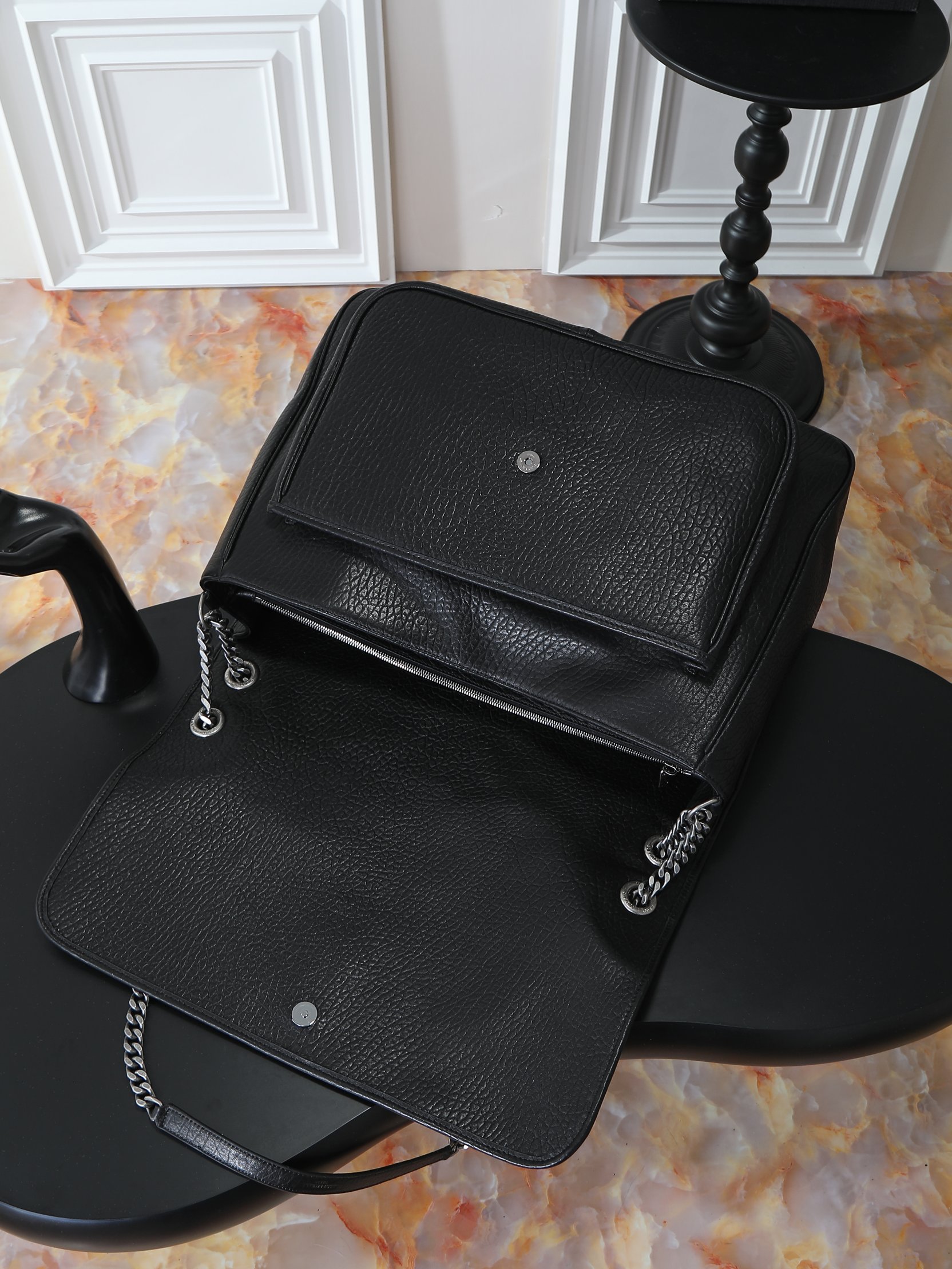Basic Bag Sheepskin Black Large Capacity 16cm-47cm