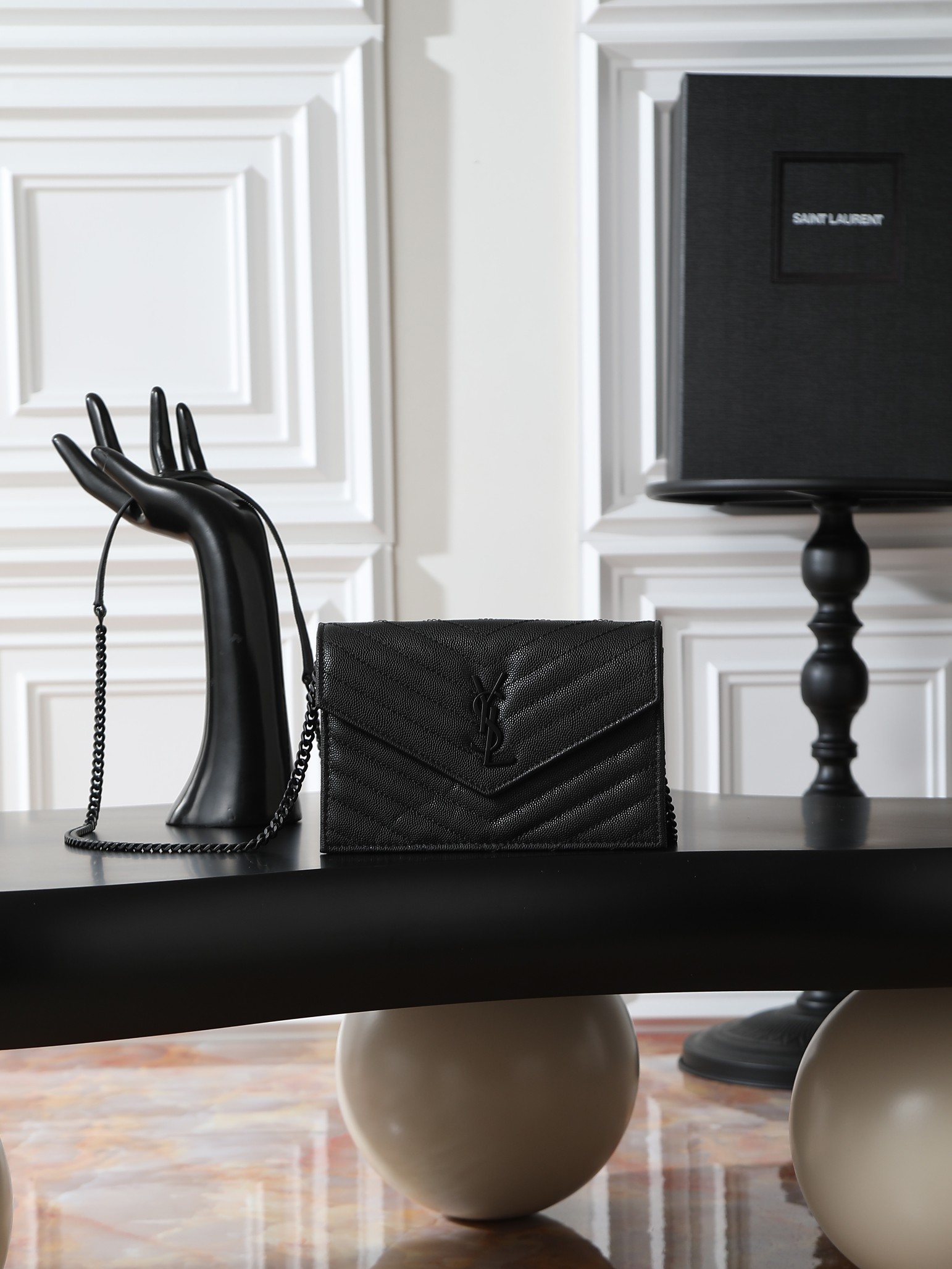 Clutch Bag Cow Leather Black M