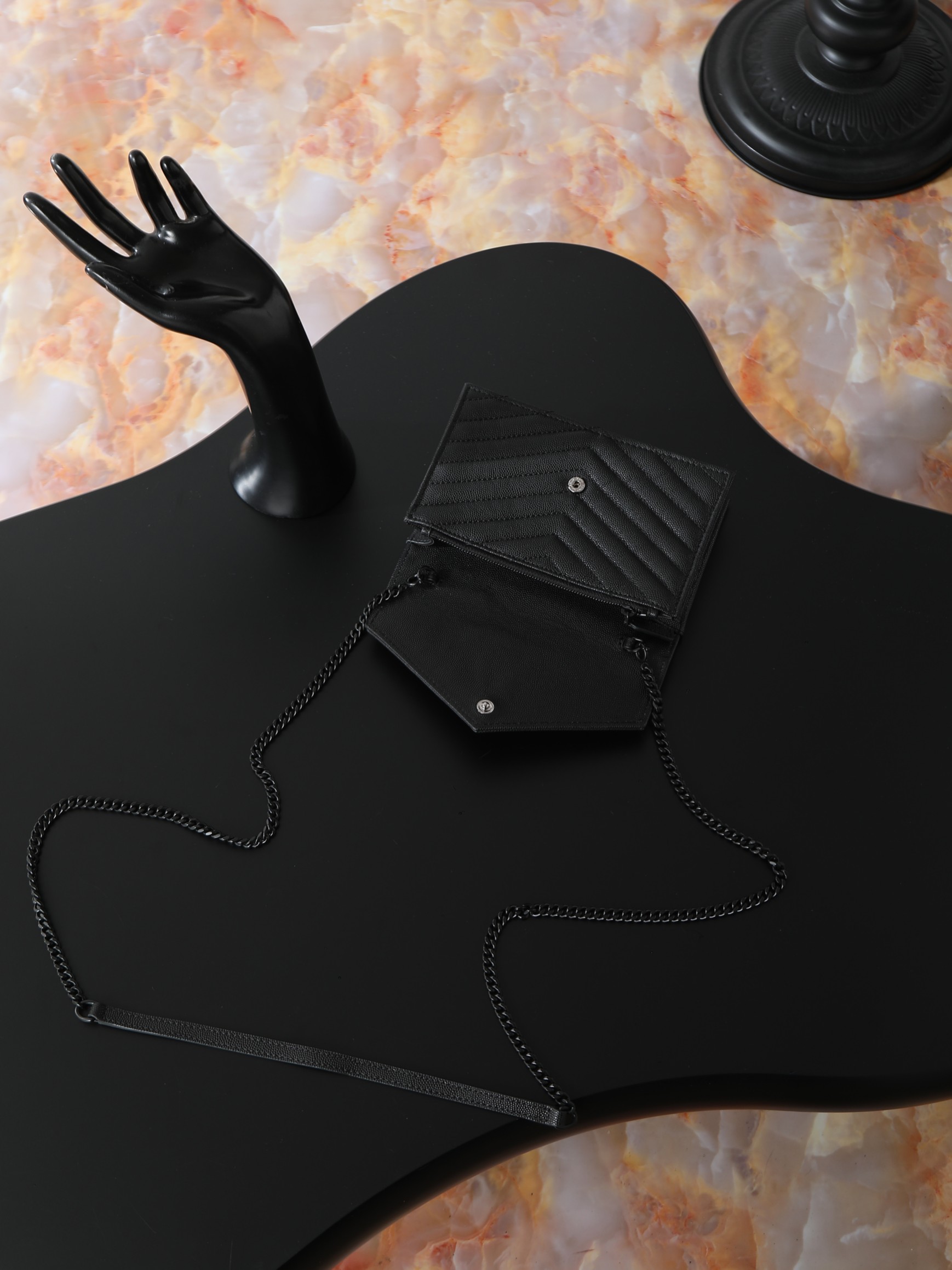 Clutch Bag Cow Leather Black M