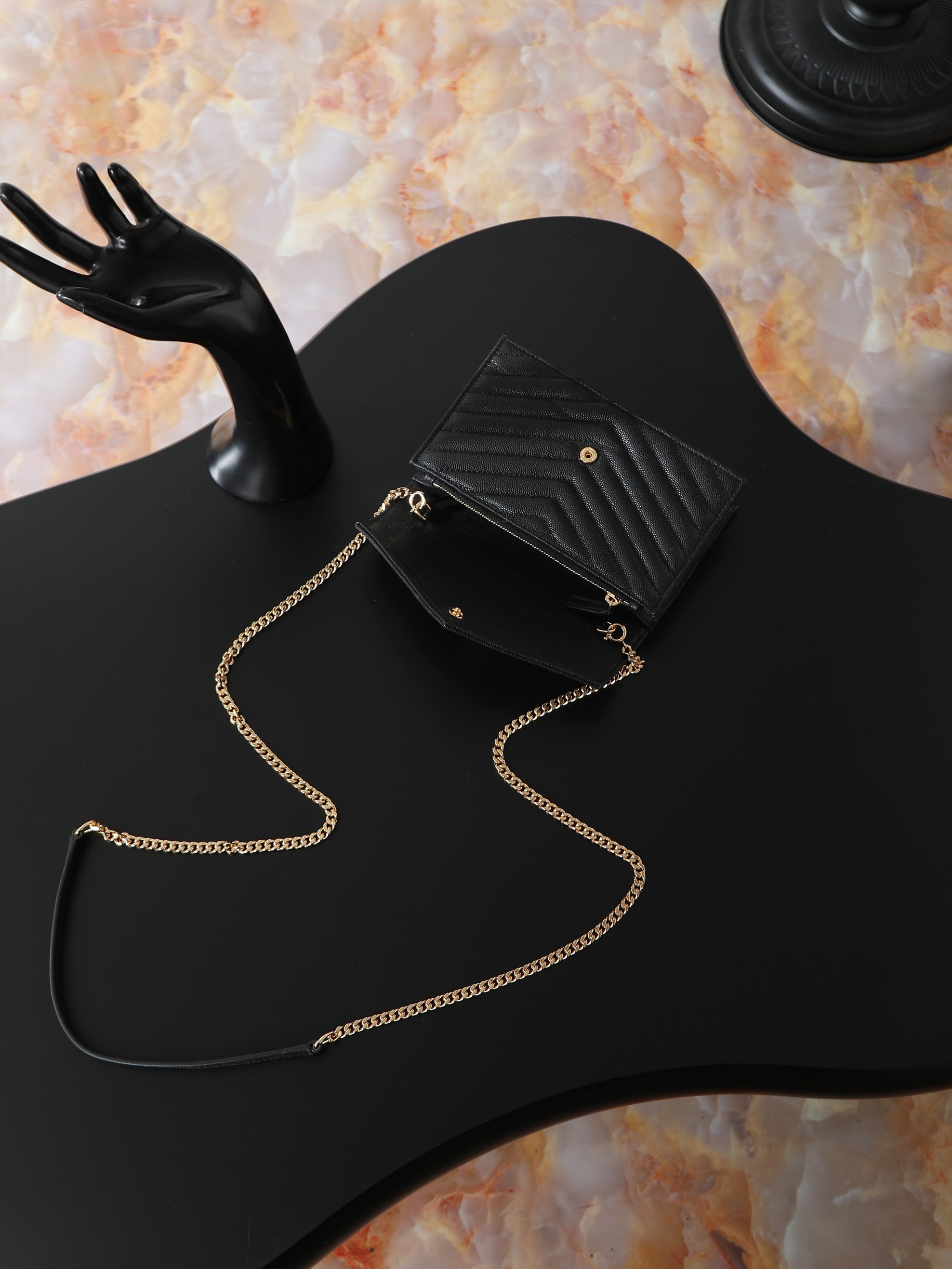 Clutch Bag Cow Leather Black M