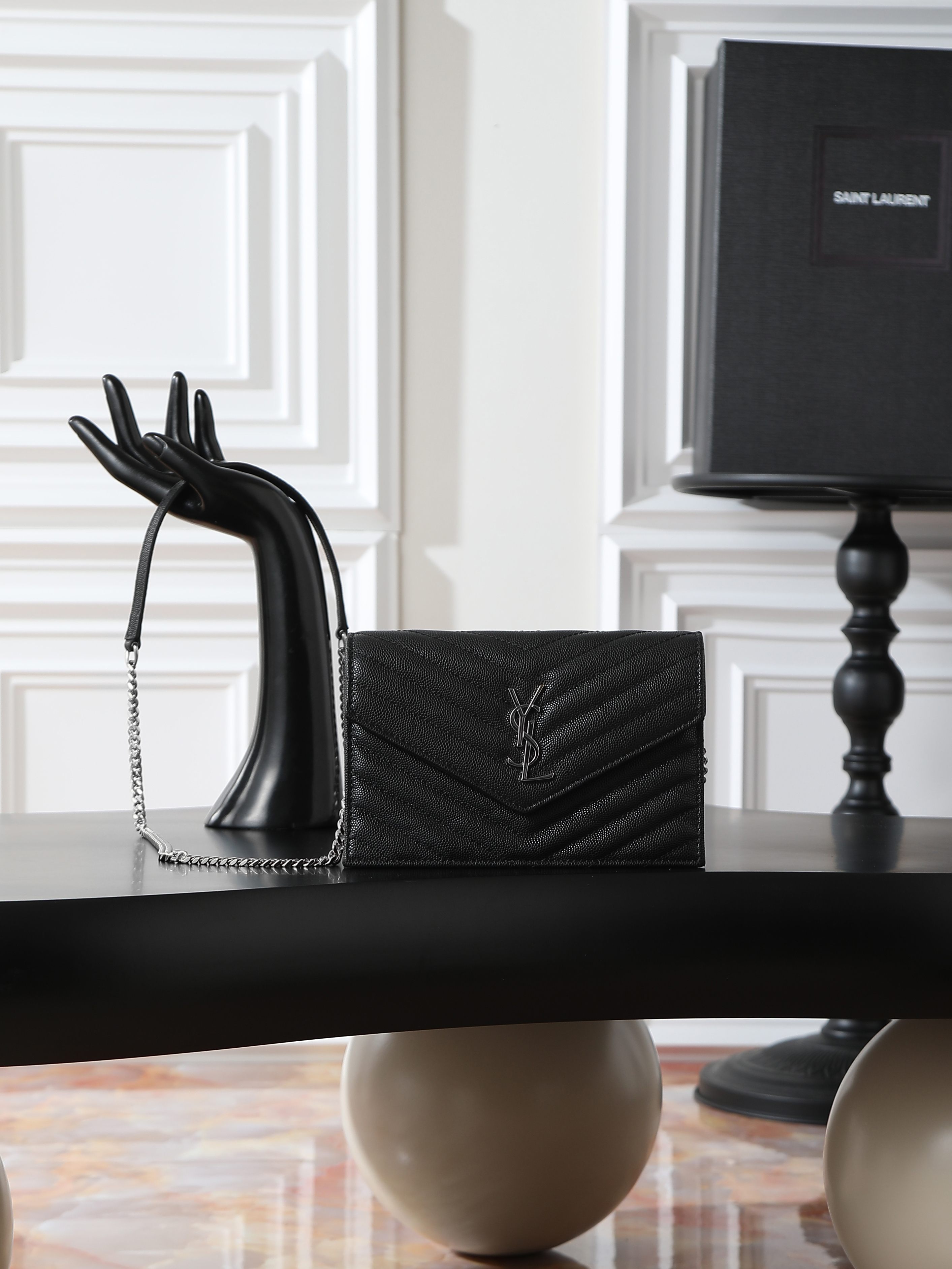 Clutch Bag Cow Leather Black M