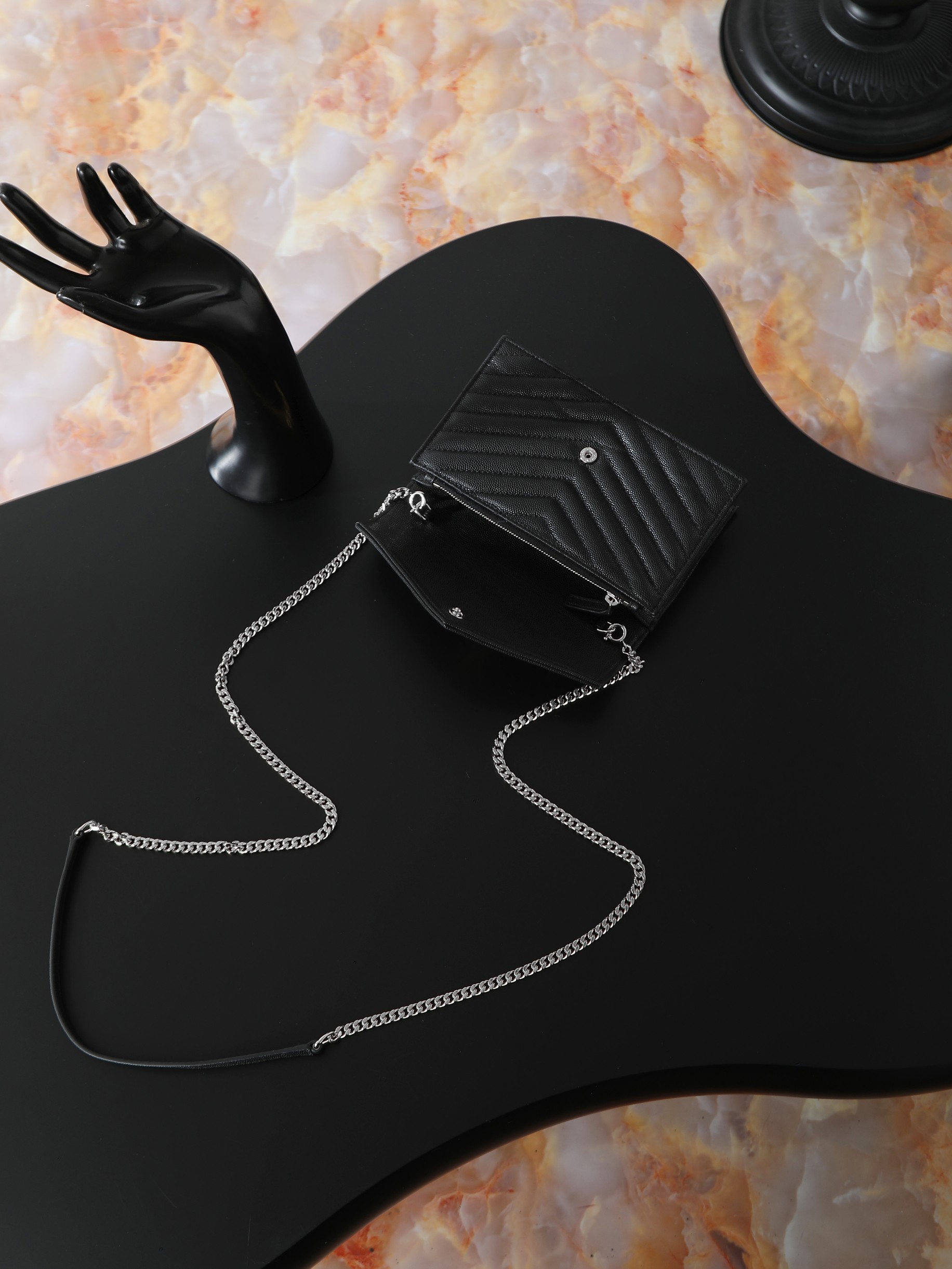 Clutch Bag Cow Leather Black M