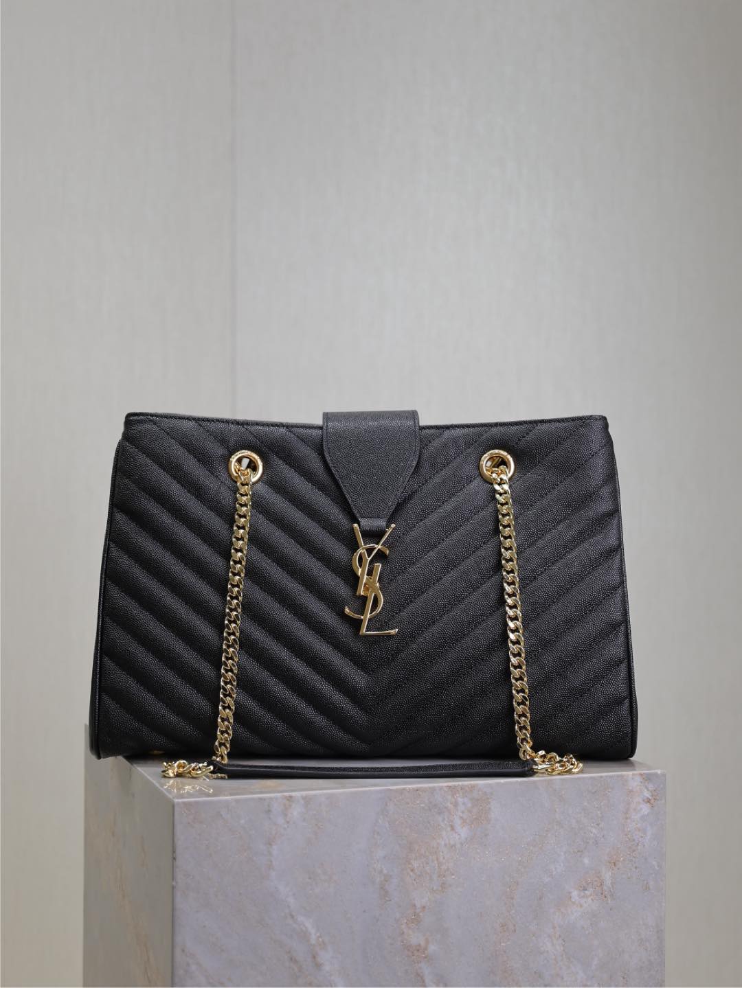 Tote Bag Cow Leather Black Large Capacity L-s