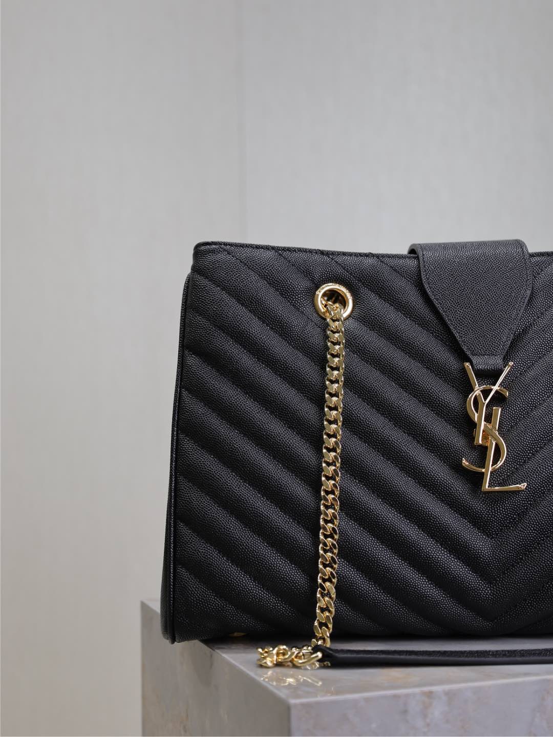 Tote Bag Cow Leather Black Large Capacity L-s