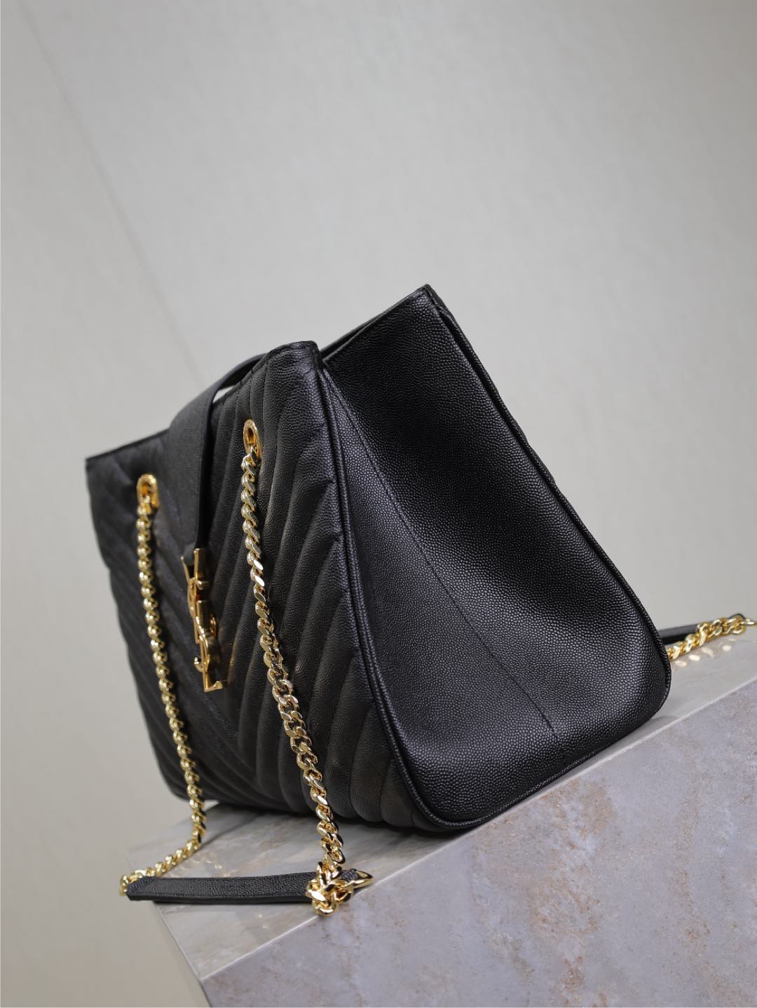 Tote Bag Cow Leather Black Large Capacity L-s
