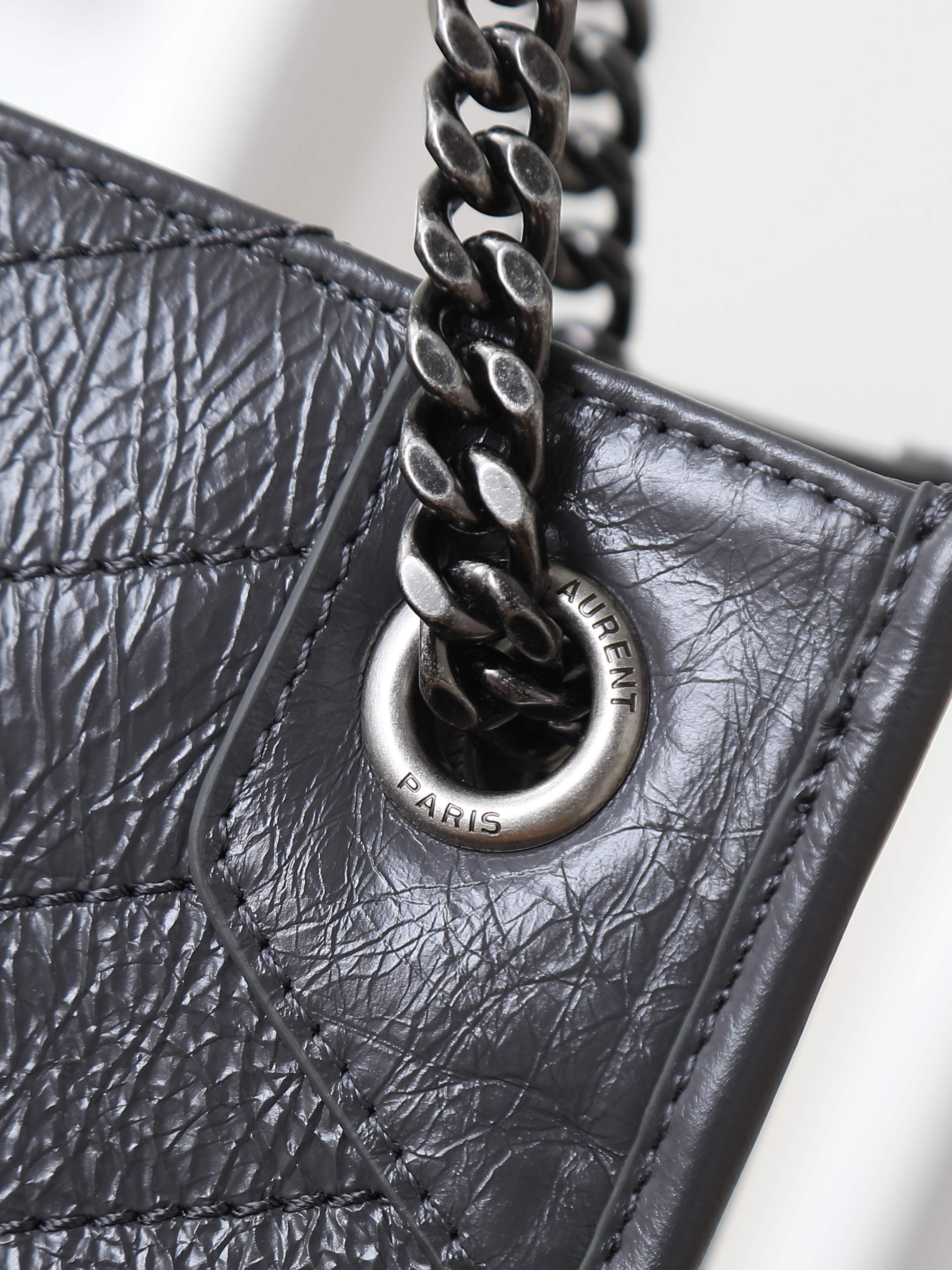 Tote Bag Cow Leather Gray M-s