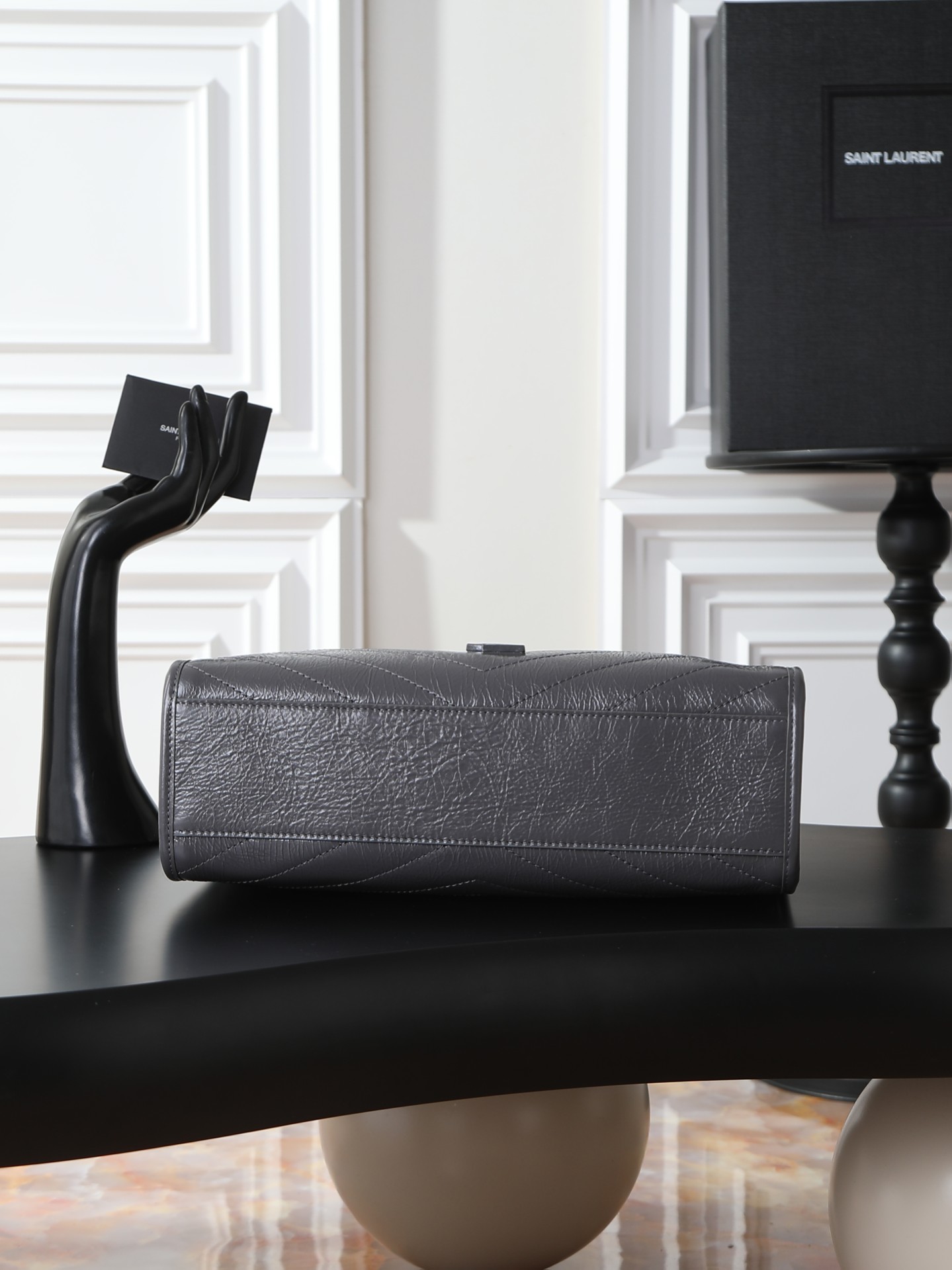 Tote Bag Cow Leather Gray M-s