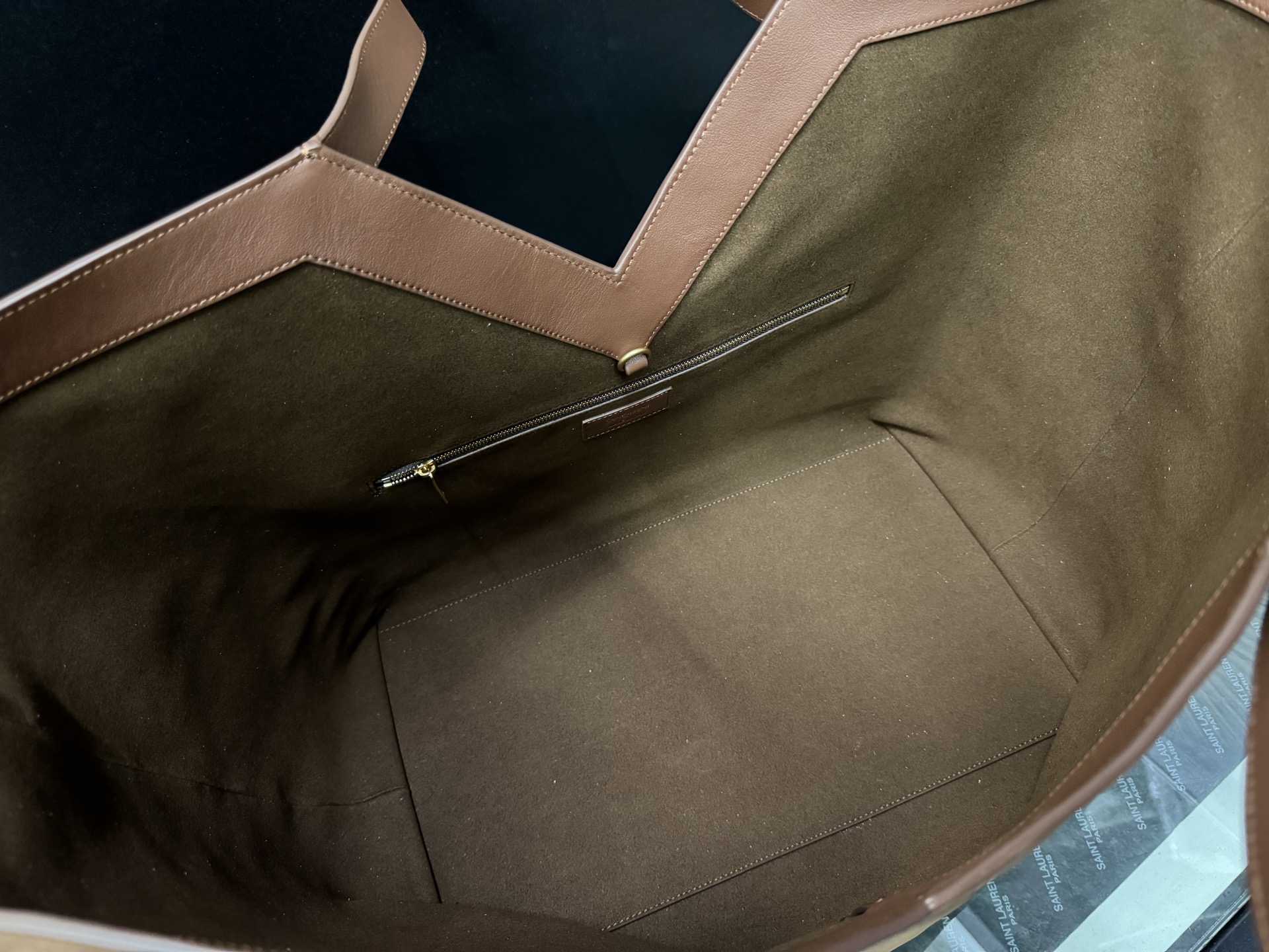 Tote Bag Cow Leather Brown Large Capacity 16cm-s