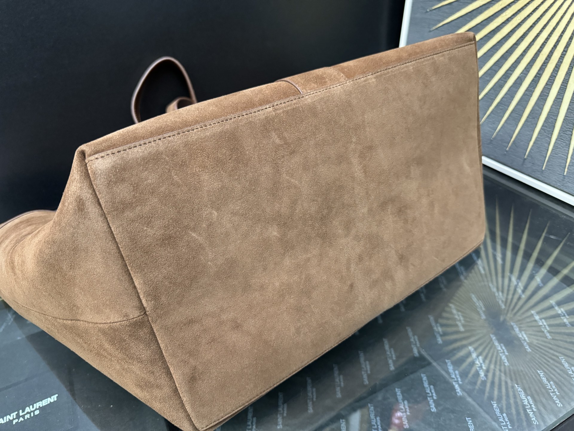 Tote Bag Cow Leather Brown Large Capacity 16cm-s
