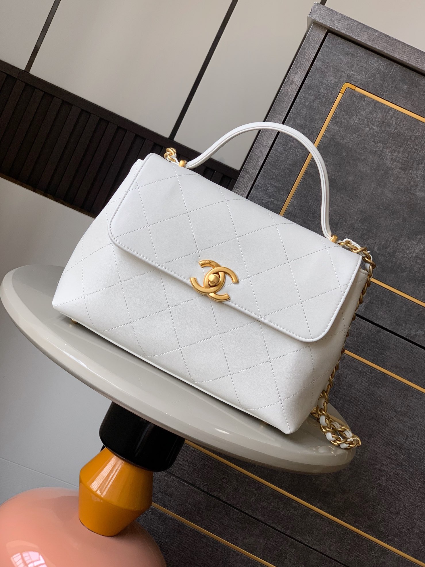 Chanel Briefcase White 28cm-m-l-s