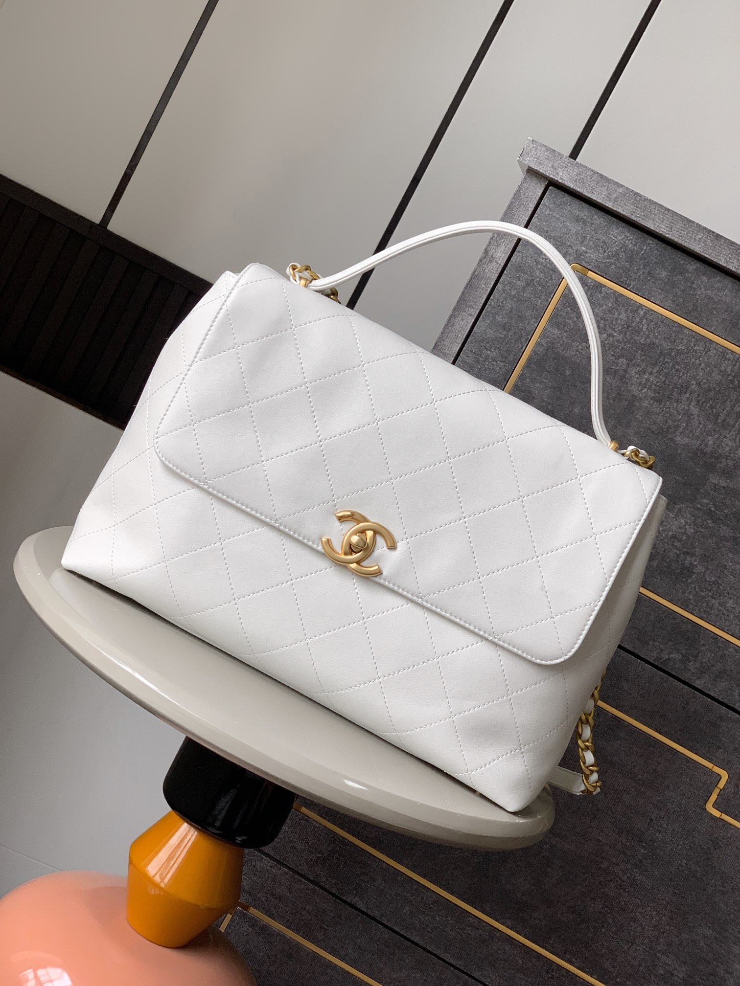 Chanel Briefcase White 37cm-m-l-s
