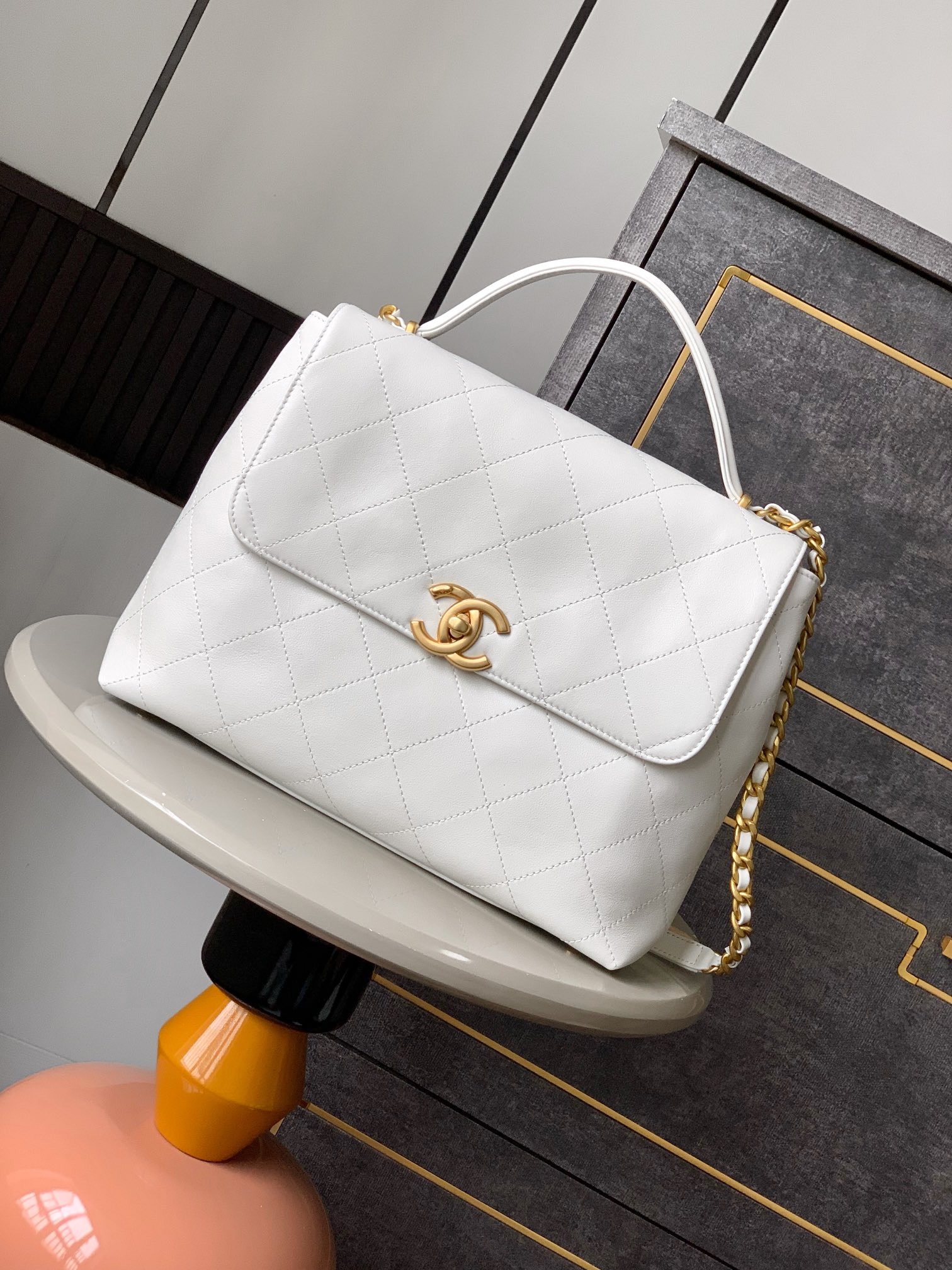 Chanel Briefcase White 33cm-m-l-s