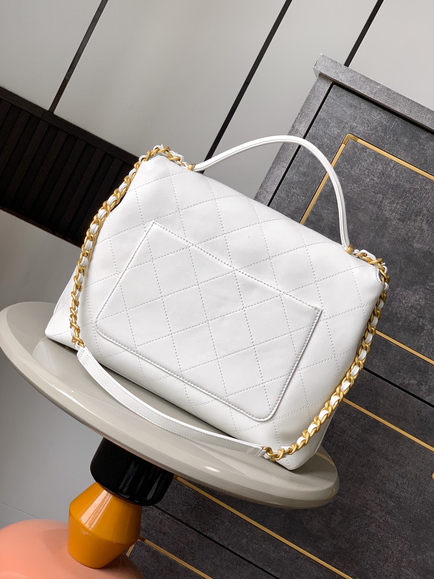 Chanel Briefcase White 33cm-m-l-s