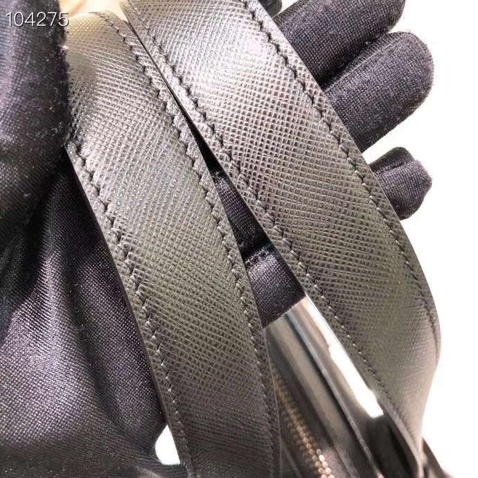 Prada Briefcase Cow Leather Black Waterproof M-s