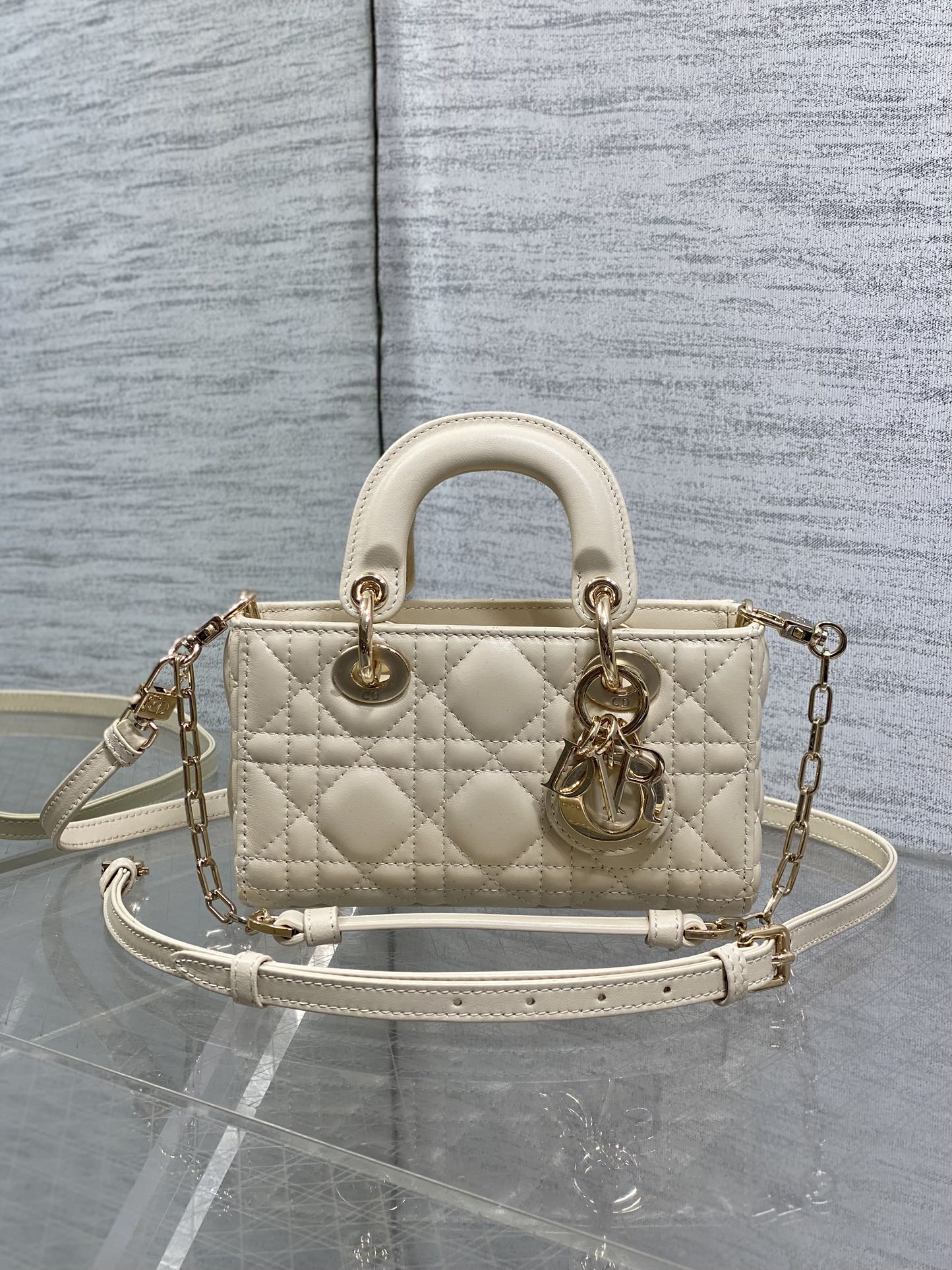 Female Basic Bag Sheepskin Beige 10cm-l-s