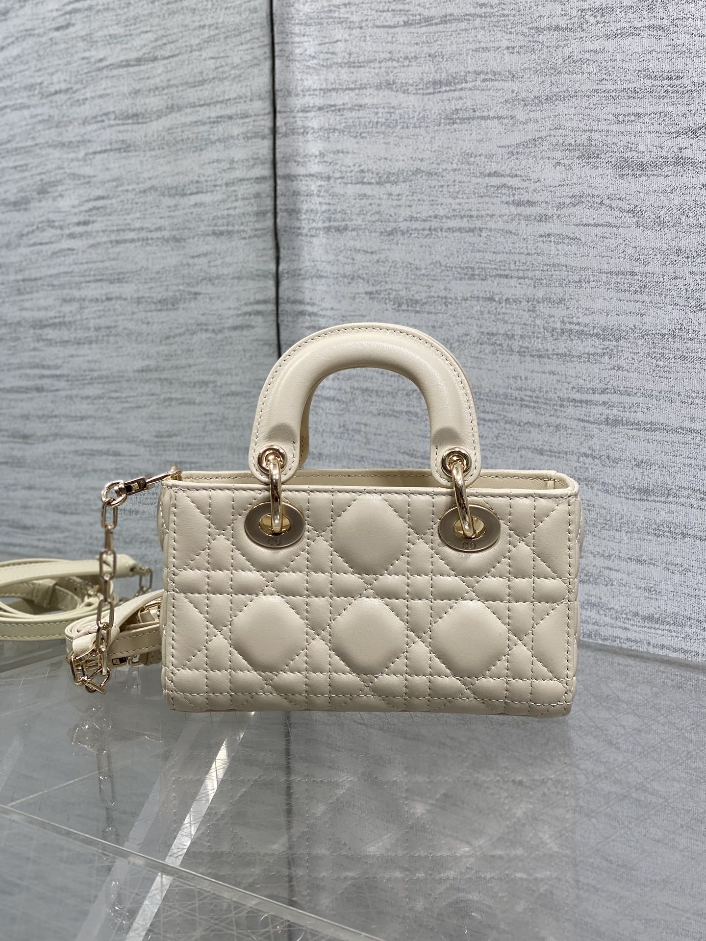 Female Basic Bag Sheepskin Beige 10cm-l-s