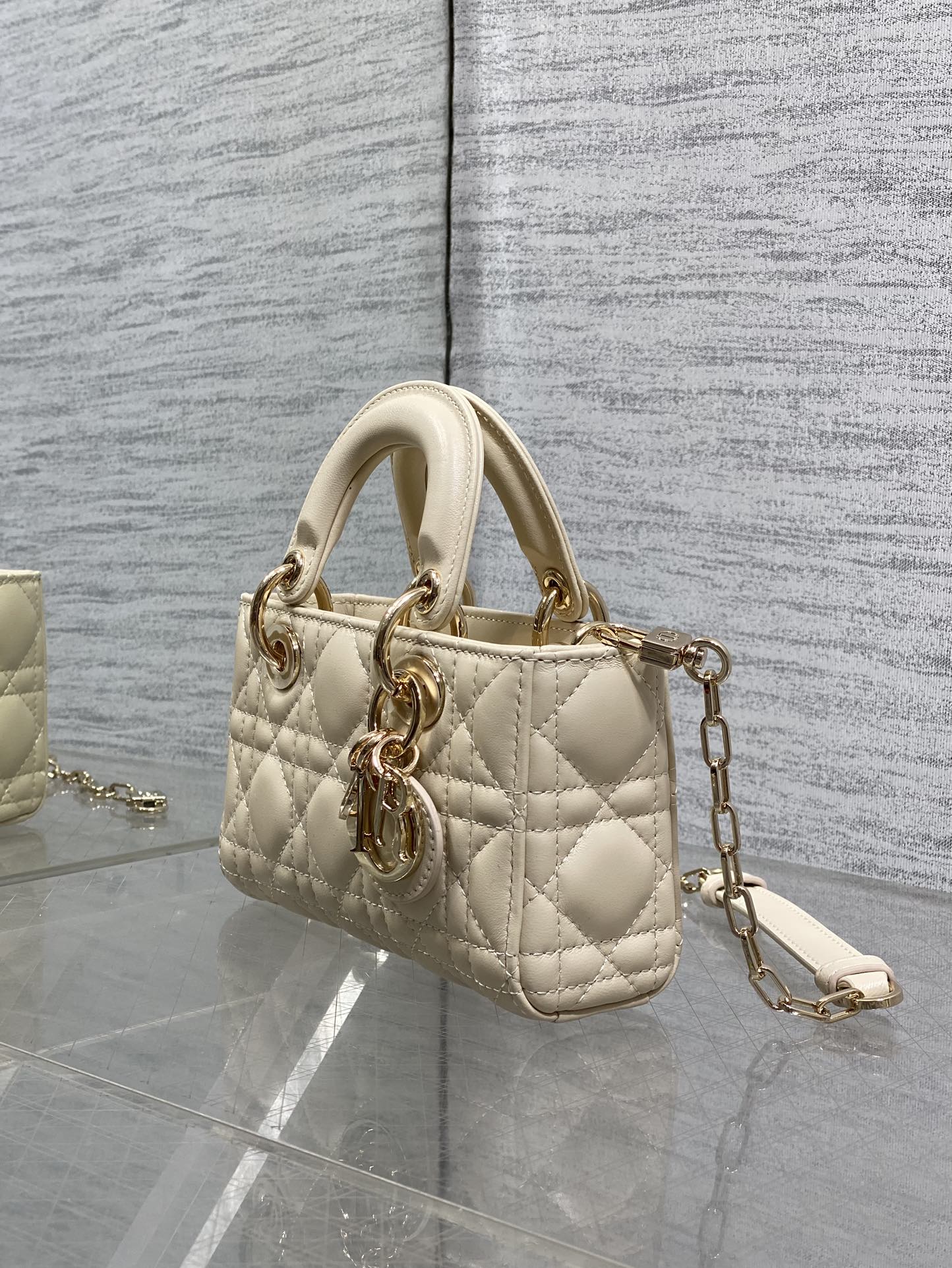 Female Basic Bag Sheepskin Beige 10cm-l-s