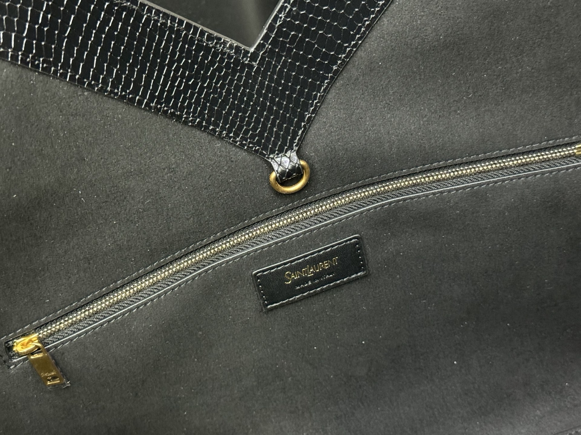 Tote Bag Cow Leather Black Large Capacity 16cm-s