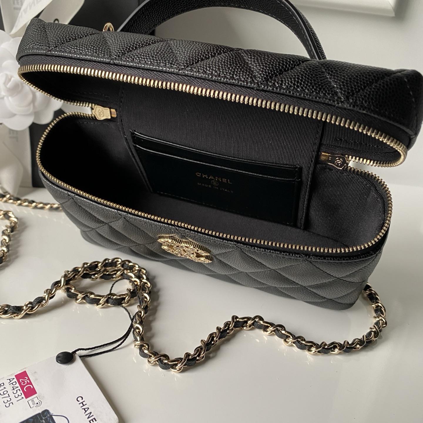 Chanel Clutch Bag Cow Leather Gold M